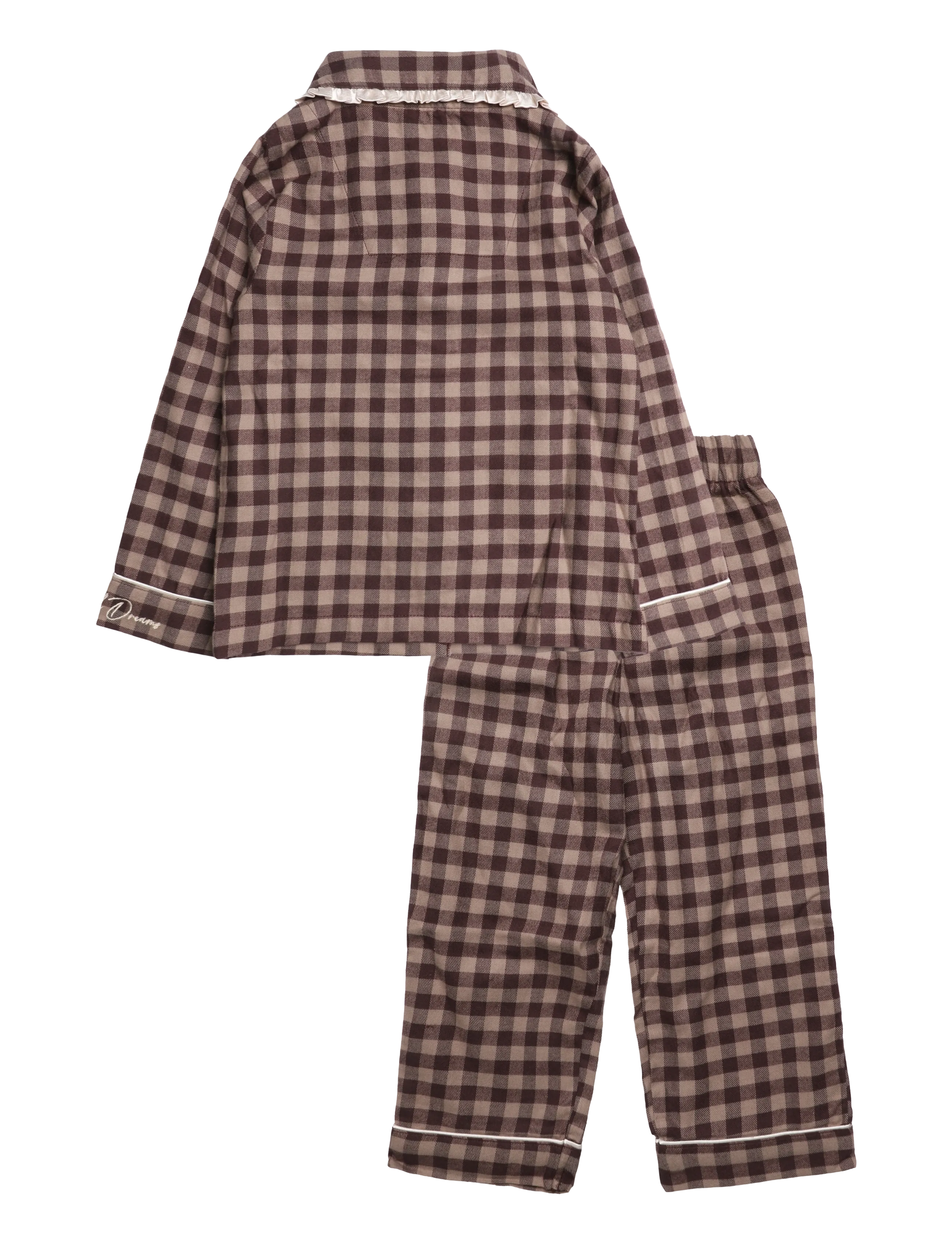 Chelsea Peers - Kids Organic Cotton Embroidered Gingham Enchanted Dreams Long Pyjama Set - komplektid - burgundy - 2