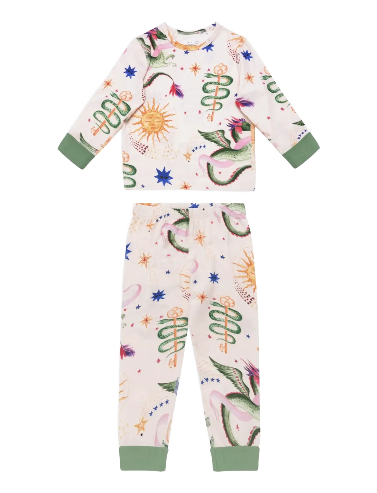 Chelsea Peers Kids Organic Cotton Mythical Dragon Print Long Pyjama Set - Komplektid - OFF WHITE / cream