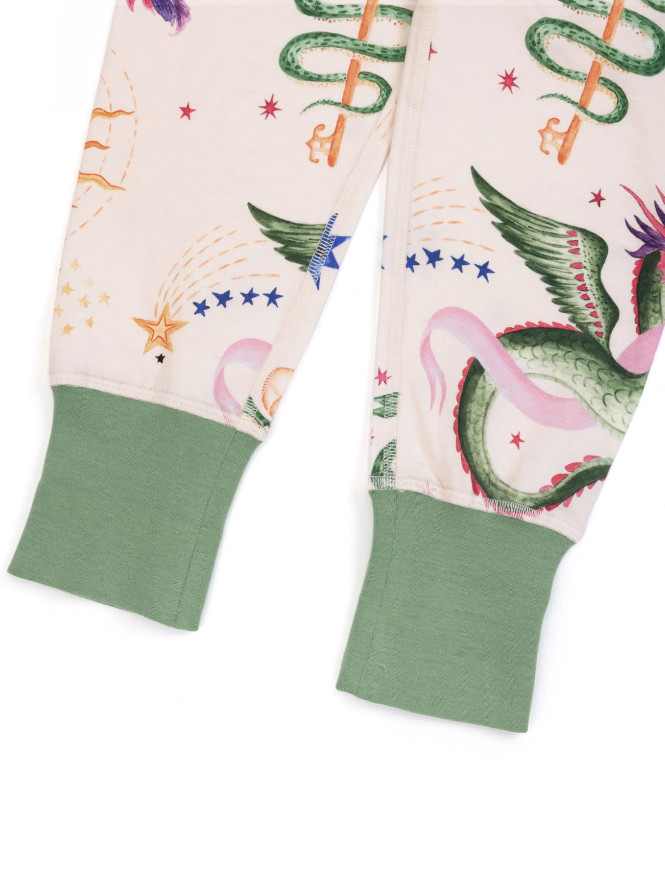 Chelsea Peers - Kids Organic Cotton Mythical Dragon Print Long Pyjama Set - komplektid - off white - 4