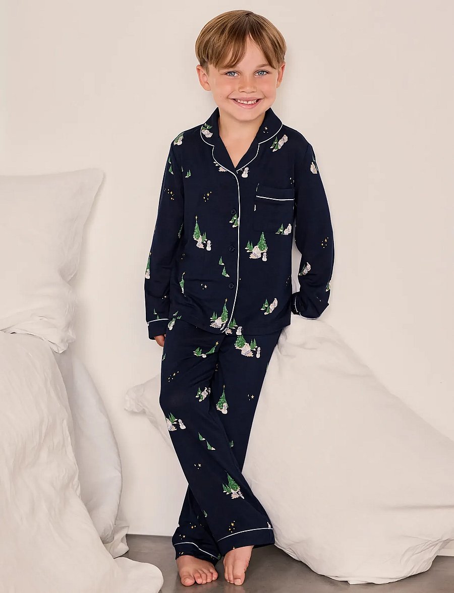 Chelsea Peers - Kids' Tiny Christmas Houses Long Pyjama Set - komplektid - navy - 0