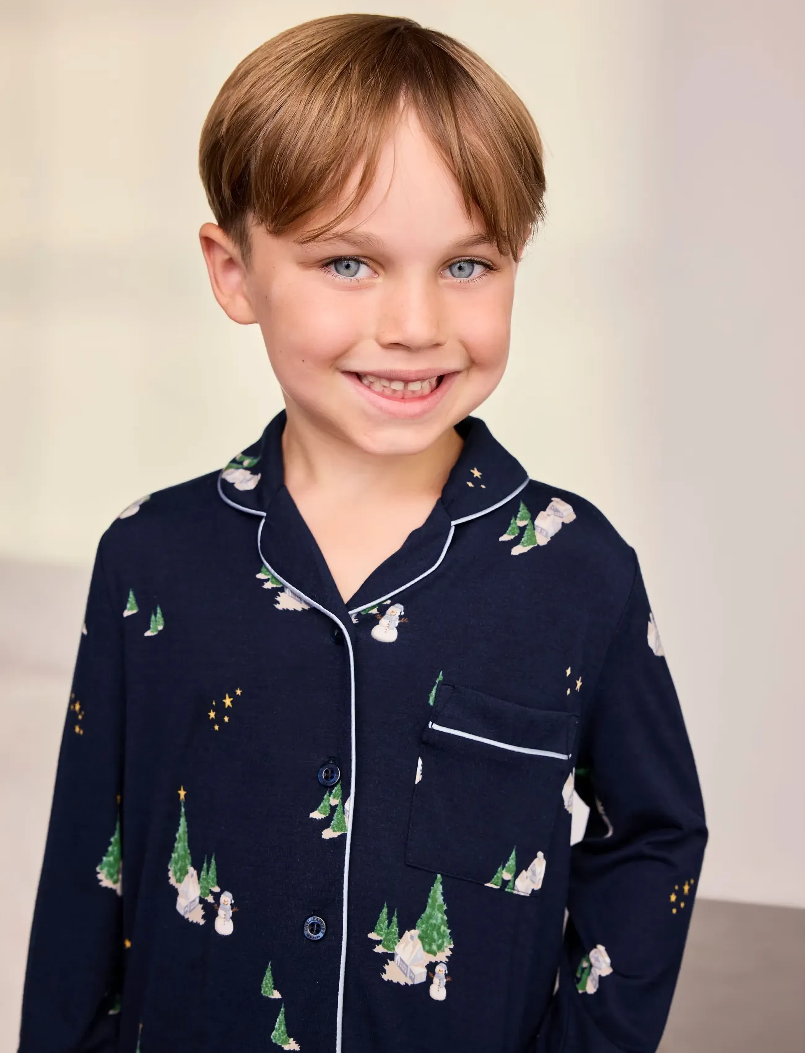 Chelsea Peers - Kids' Tiny Christmas Houses Long Pyjama Set - komplektid - navy - 3