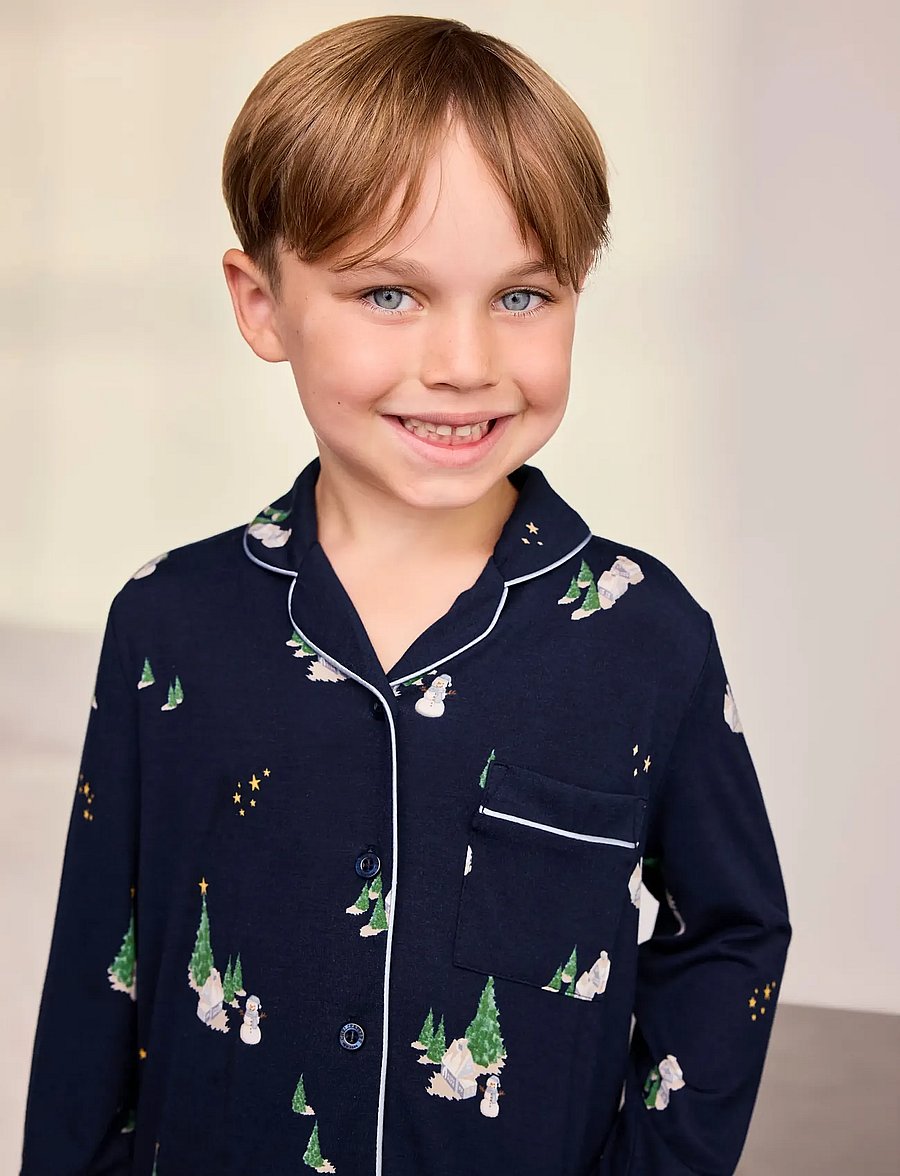 Chelsea Peers - Kids' Tiny Christmas Houses Long Pyjama Set - komplektid - navy - 3
