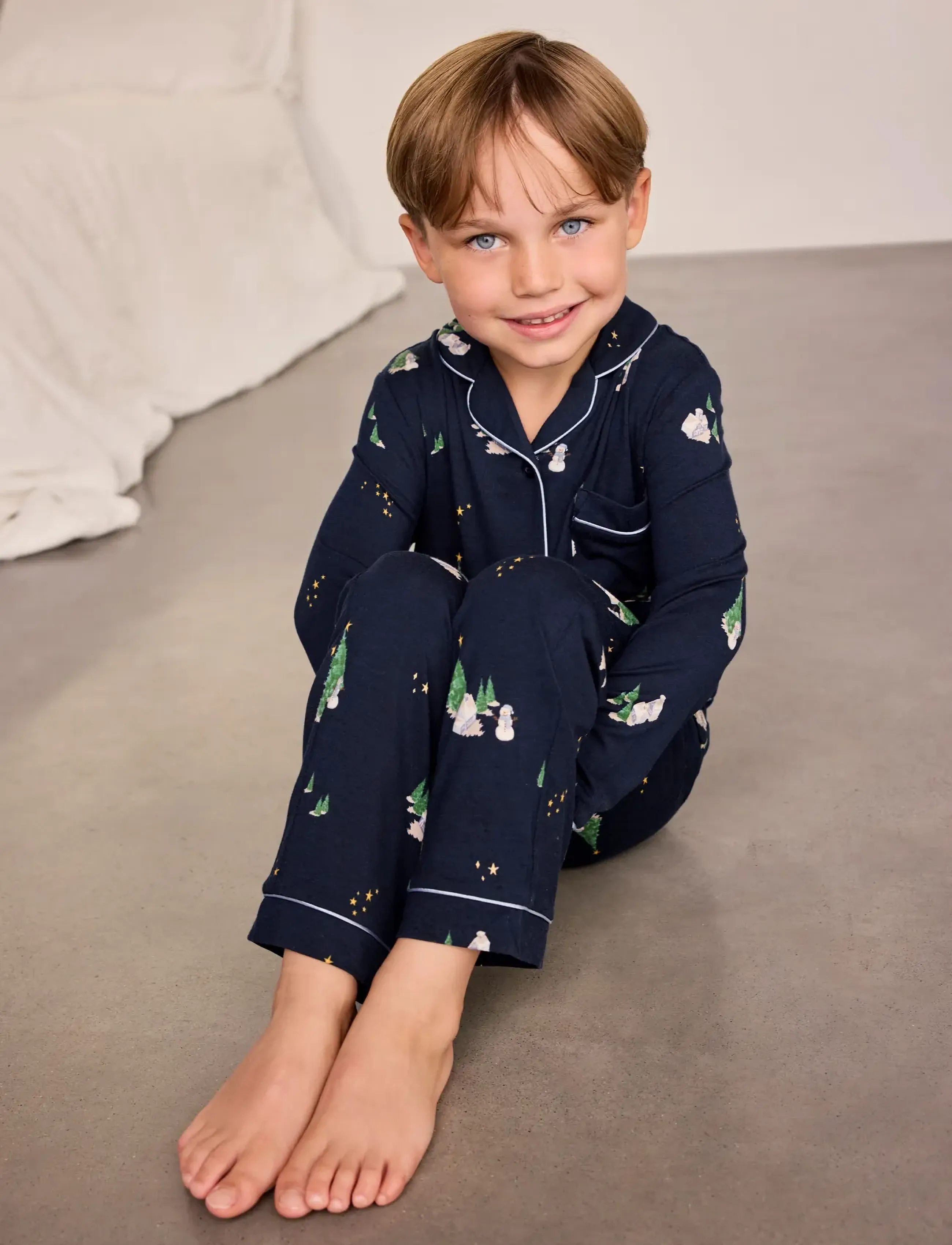 Chelsea Peers - Kids' Tiny Christmas Houses Long Pyjama Set - komplektid - navy - 4