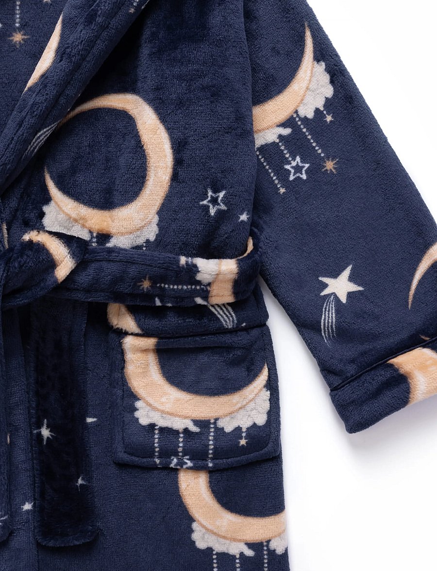 Chelsea Peers - Kids Fleece Lunar Print Dressing Gown - hommikumantlid - navy - 1