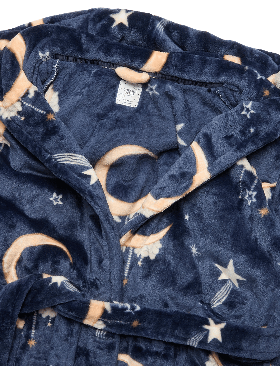 Chelsea Peers - Kids Fleece Lunar Print Dressing Gown - badekåber - navy - 1