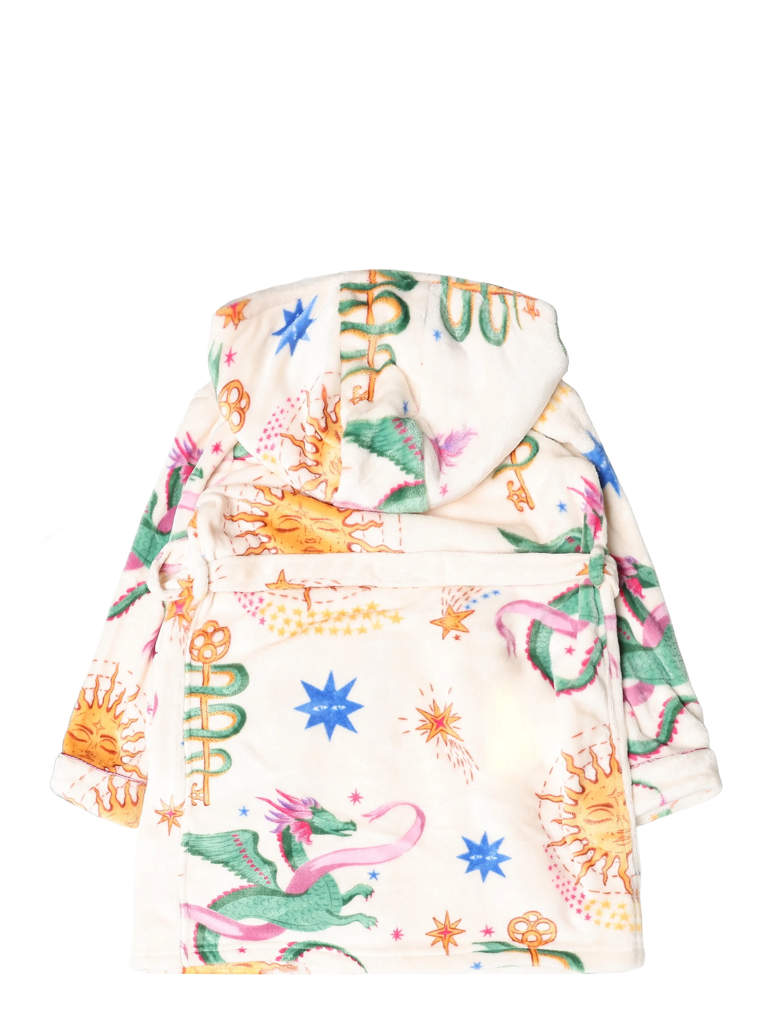 Chelsea Peers - Kids Fleece Mythical Dragon Print Hooded Dressing Gown - sügisene kokkuhoid - off white - 2