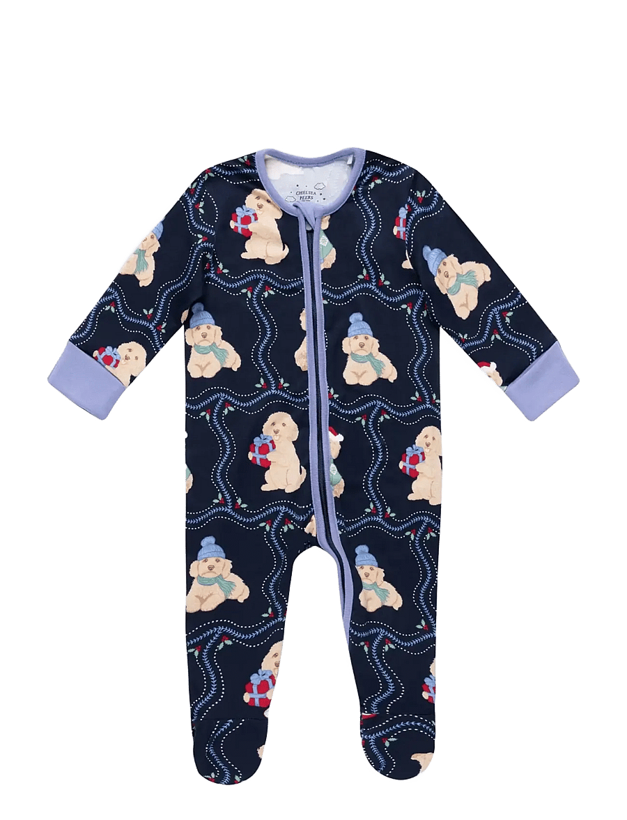 Chelsea Peers - Baby Chip Christmas Sleepsuit - natdragter - navy - 0