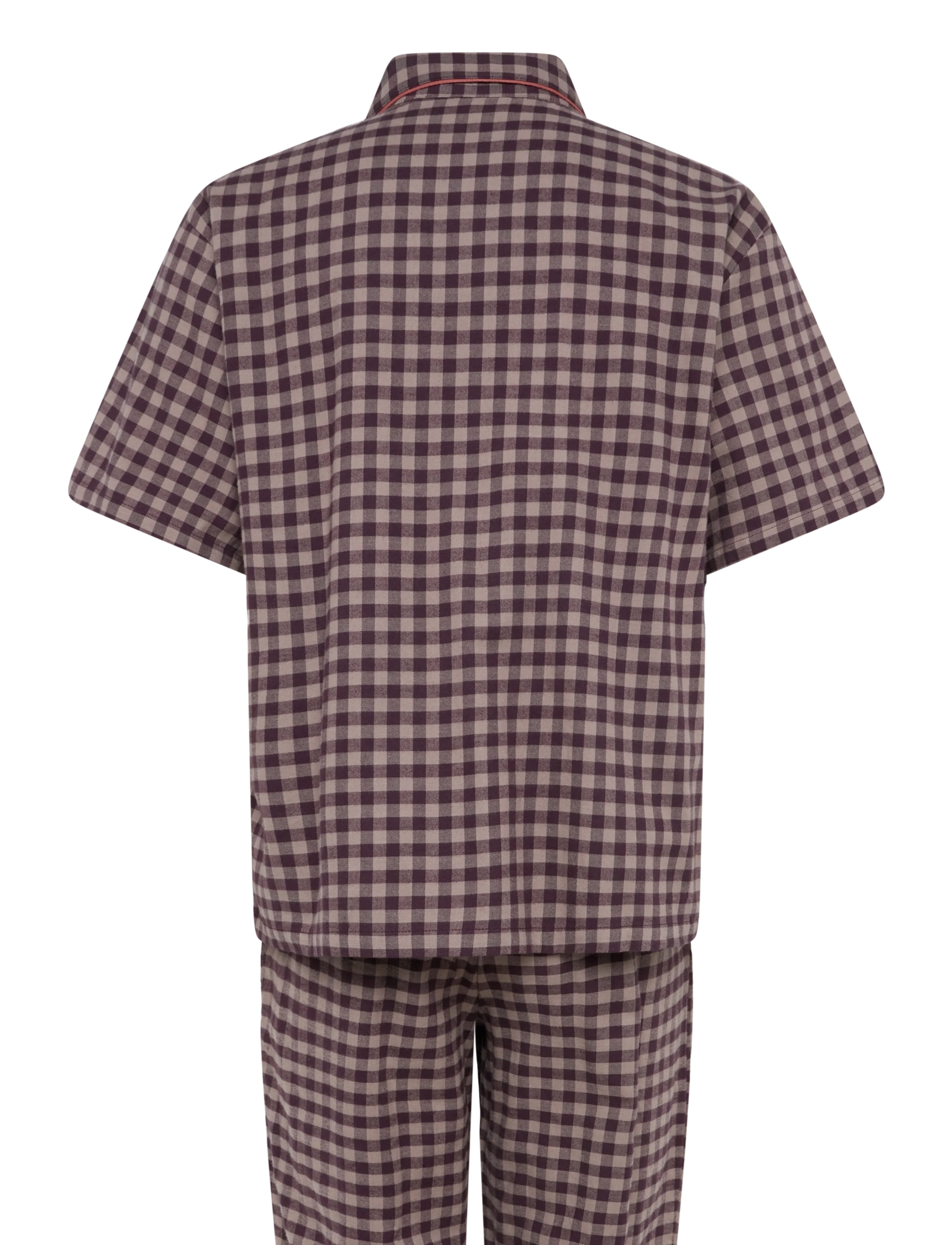 Chelsea Peers - Organic Cotton Gingham Long Pyjama Set - julegaver under 1000kr - burgundy - 2