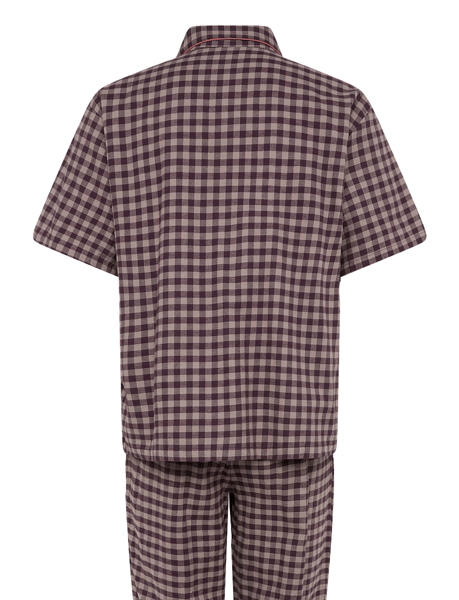 Chelsea Peers - Organic Cotton Gingham Long Pyjama Set - pyjamasset - burgundy - 2