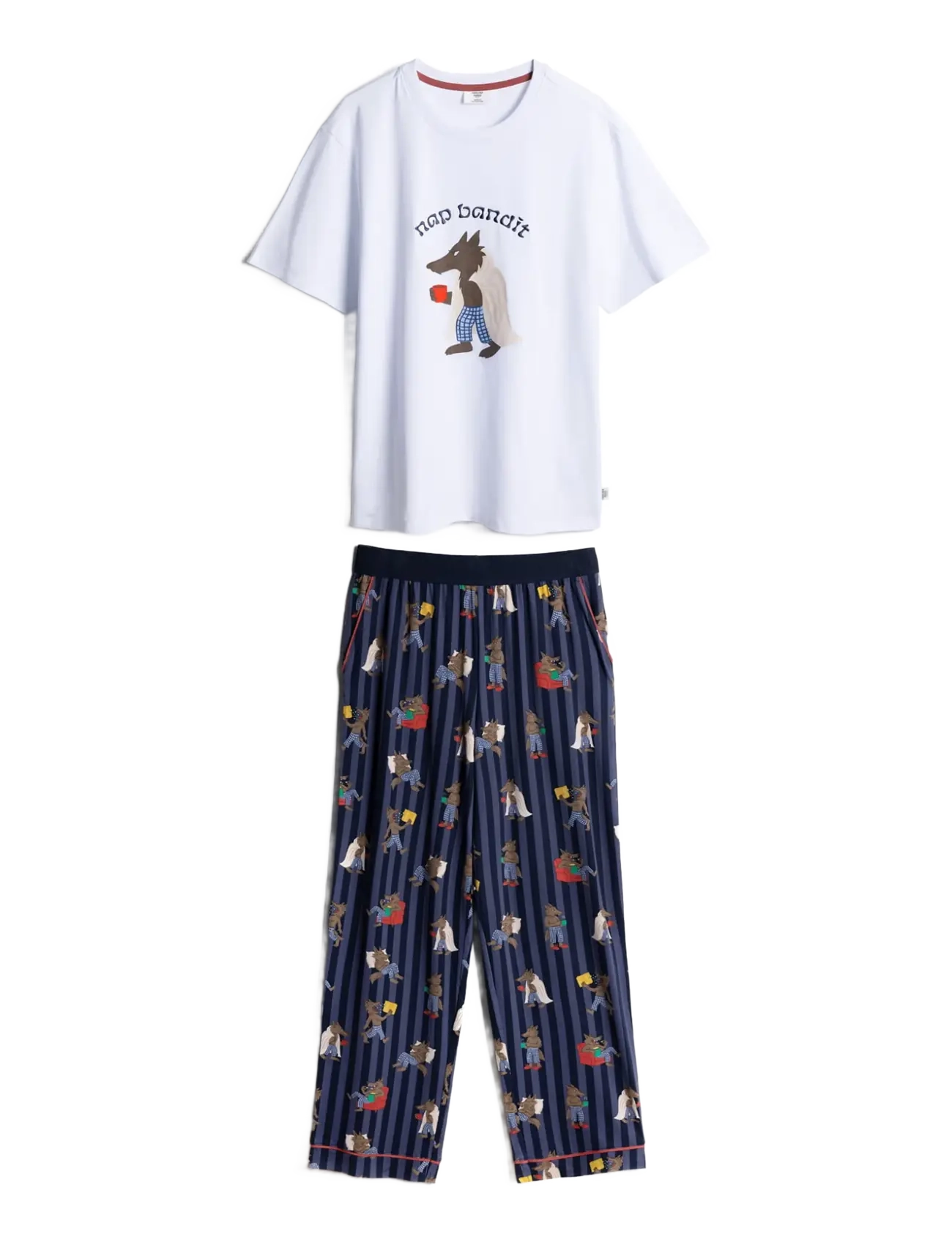 Chelsea Peers Nap Bandit Wolf Graphic Tee Long Pyjama Set - Chelsea Peers - NAVY / navy