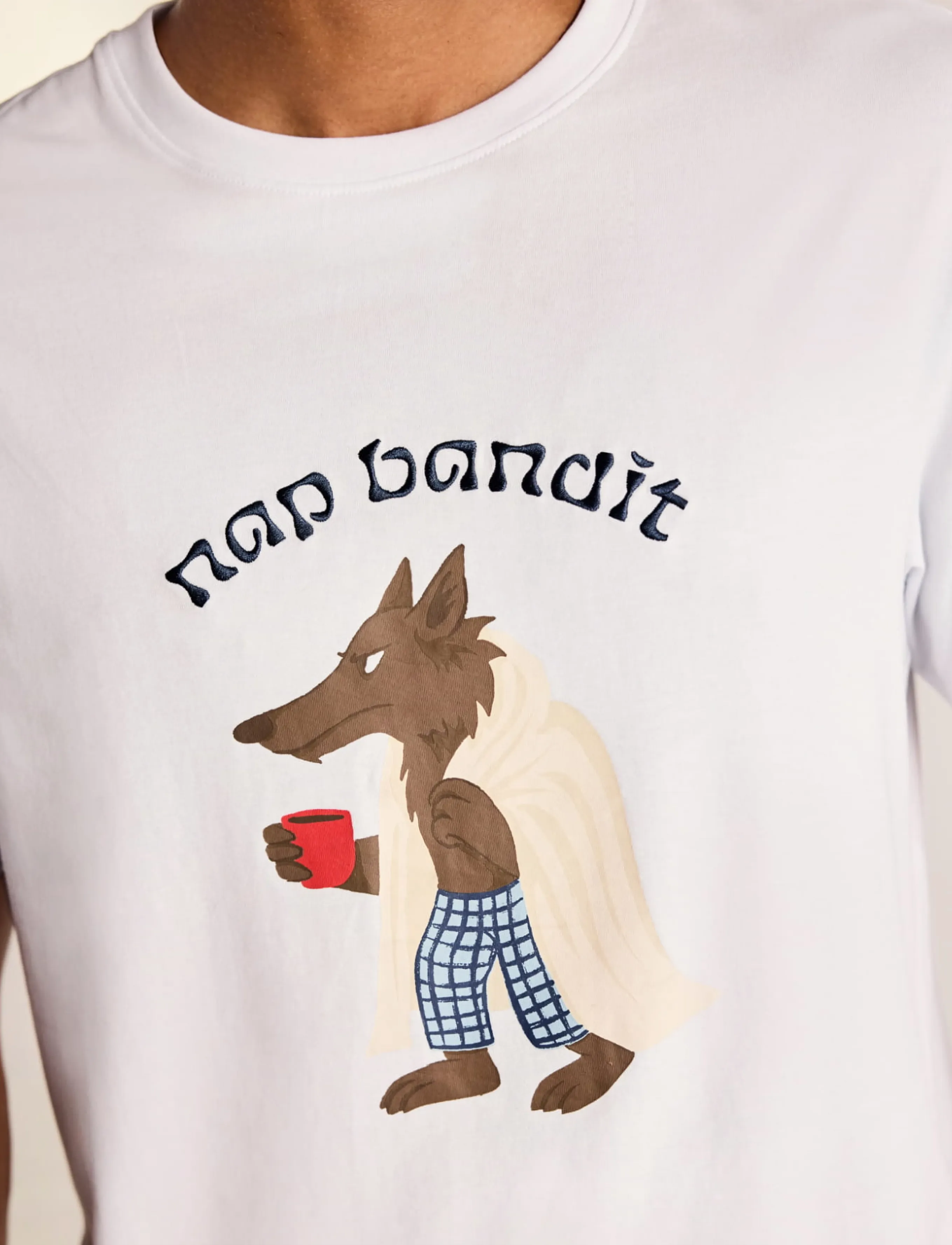 Chelsea Peers - Nap Bandit Wolf Graphic Tee Long Pyjama Set - pidžaamakomplektid - navy - 3