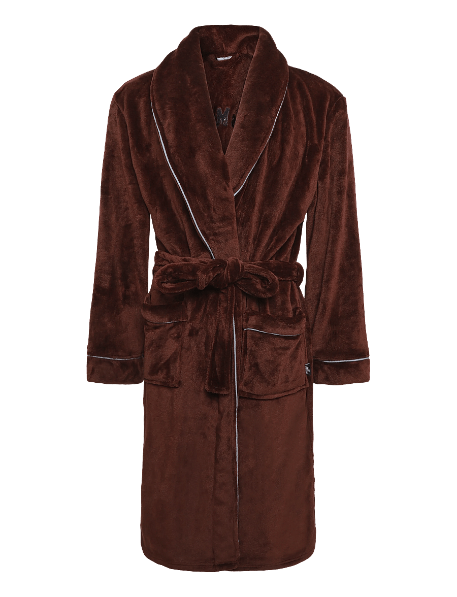 Chelsea Peers - Fleece Embroidered Kiss My Bass Dressing Gown - robes - burgundy - 1