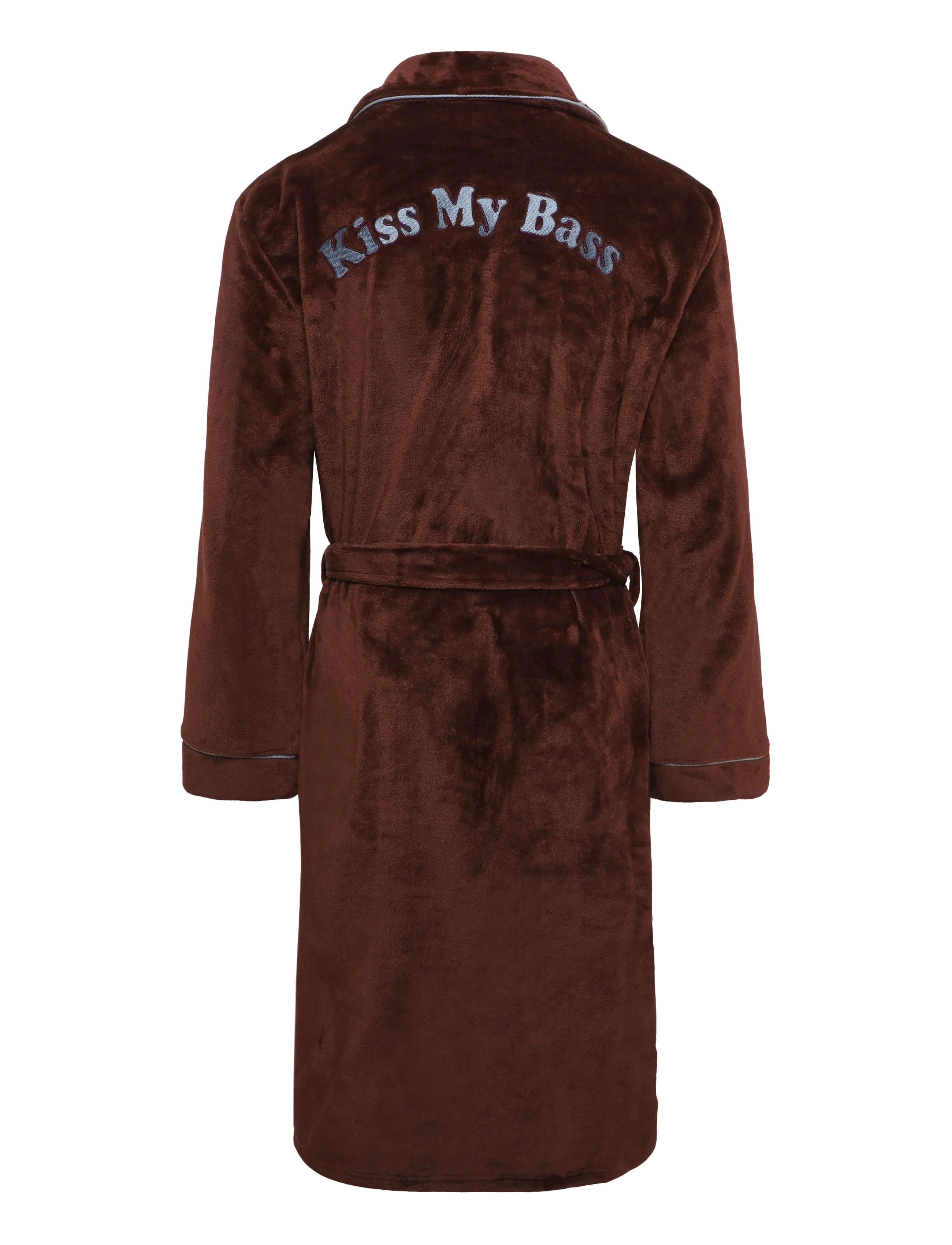 Chelsea Peers - Fleece Embroidered Kiss My Bass Dressing Gown - robes - burgundy - 2