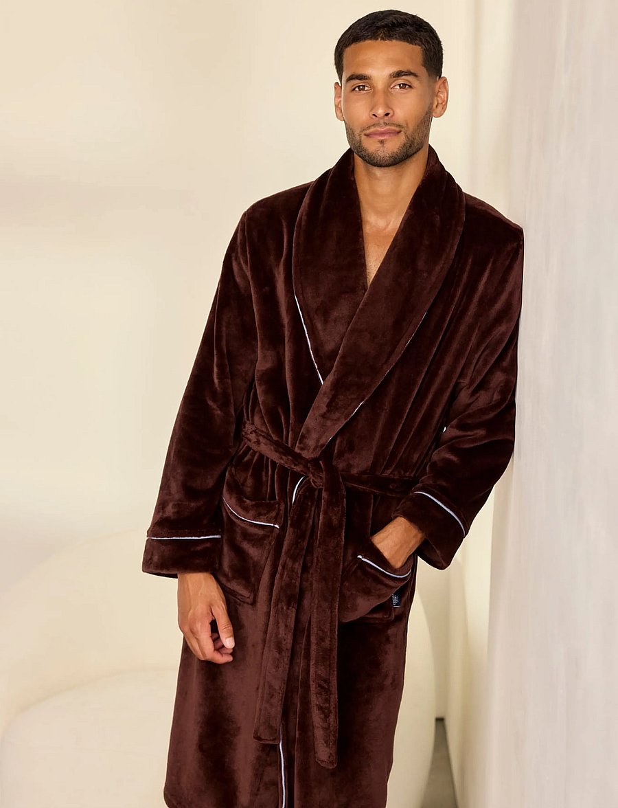 Chelsea Peers - Fleece Embroidered Kiss My Bass Dressing Gown - robes - burgundy - 3