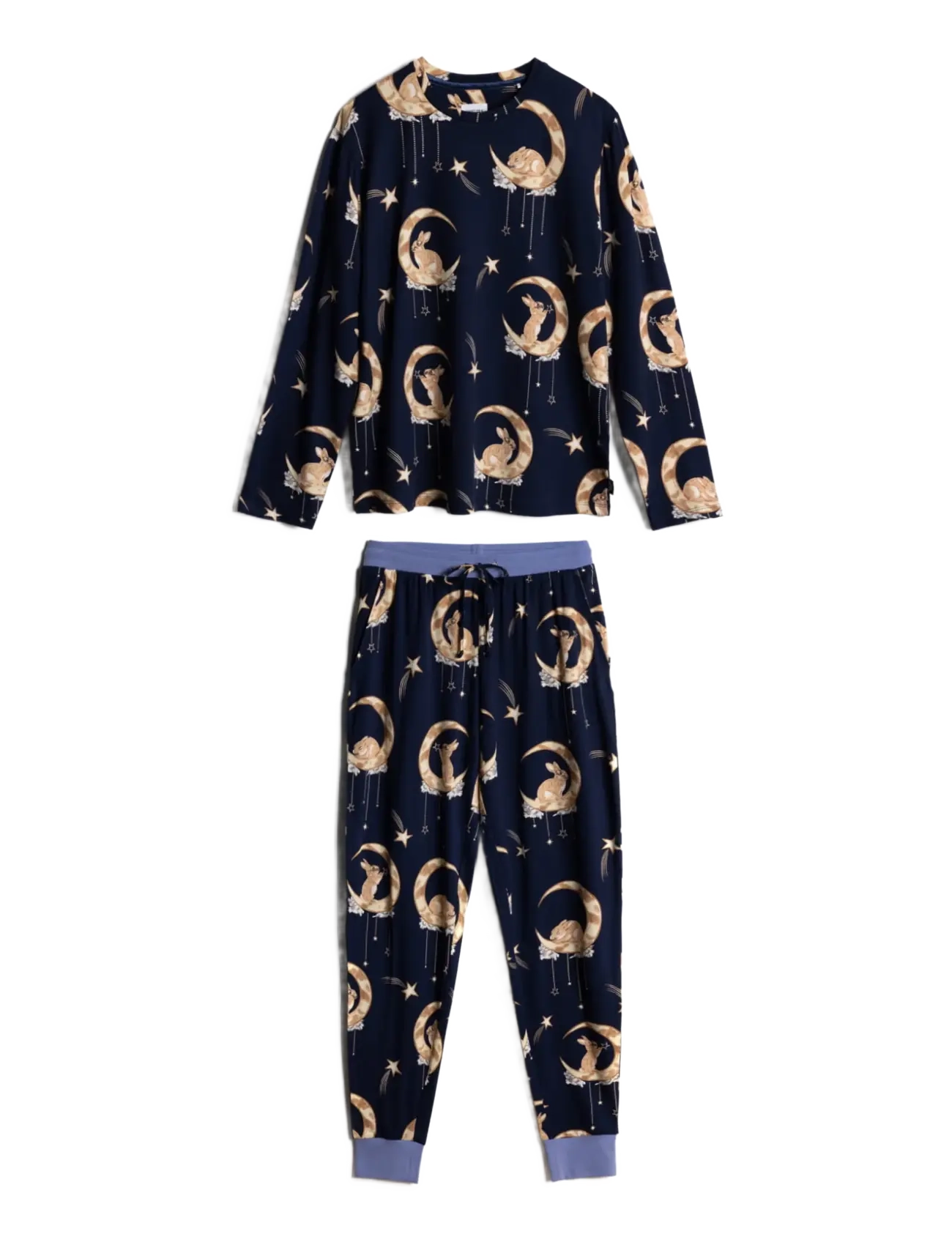 Chelsea Peers Lunar Bunny Print Long Pyjama Set - Chelsea Peers - NAVY / navy
