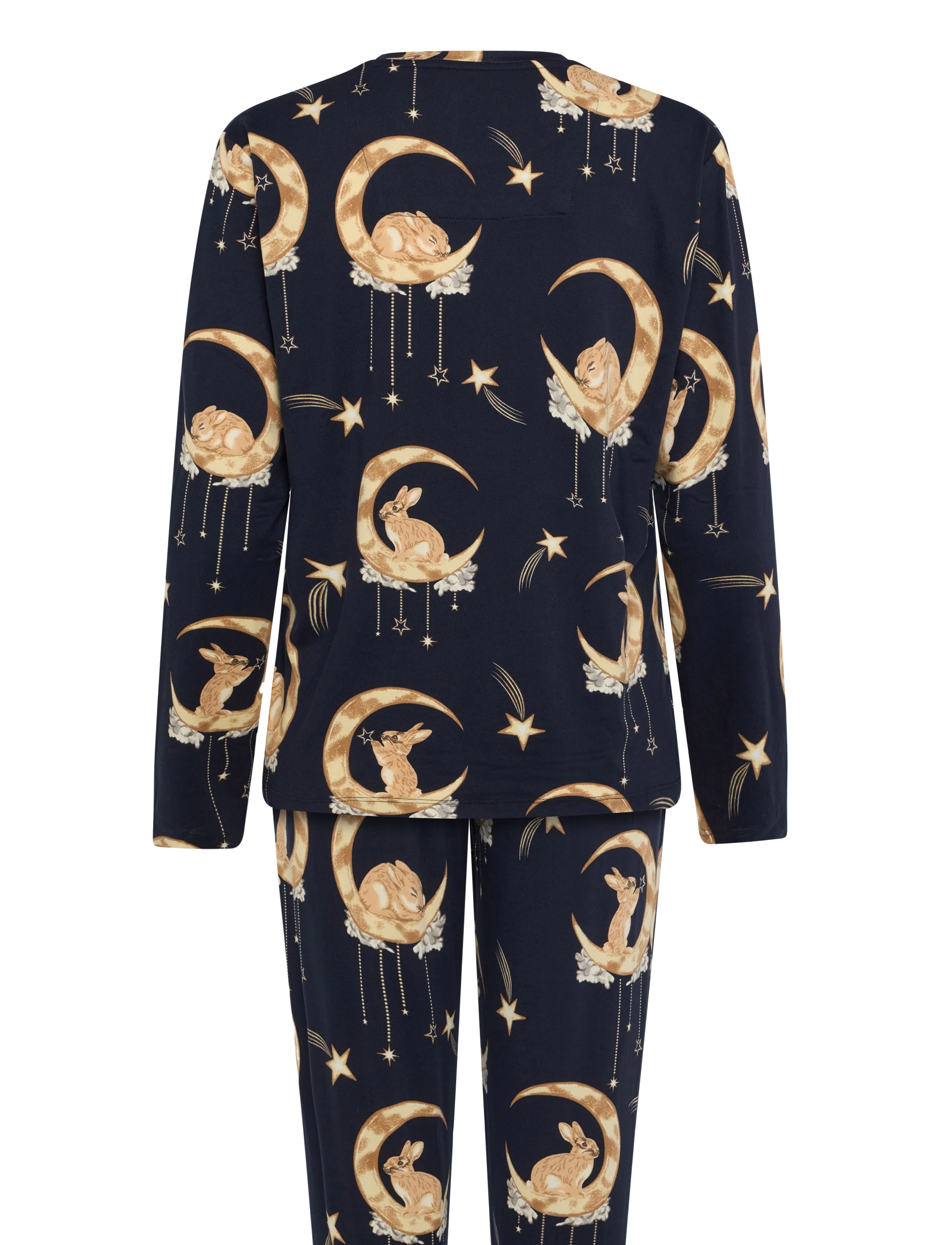 Chelsea Peers - Lunar Bunny Print Long Pyjama Set - náttföt - navy - 2