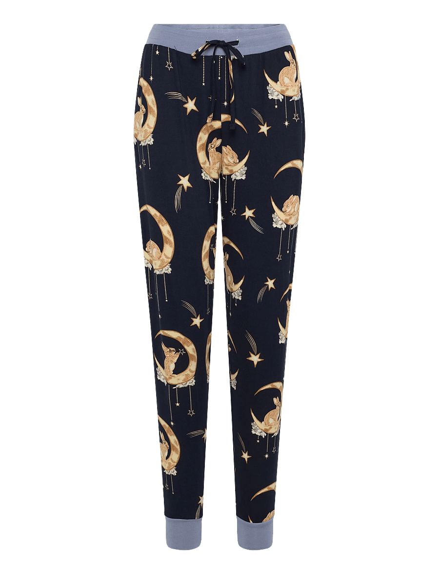 Chelsea Peers - Lunar Bunny Print Long Pyjama Set - náttföt - navy - 3