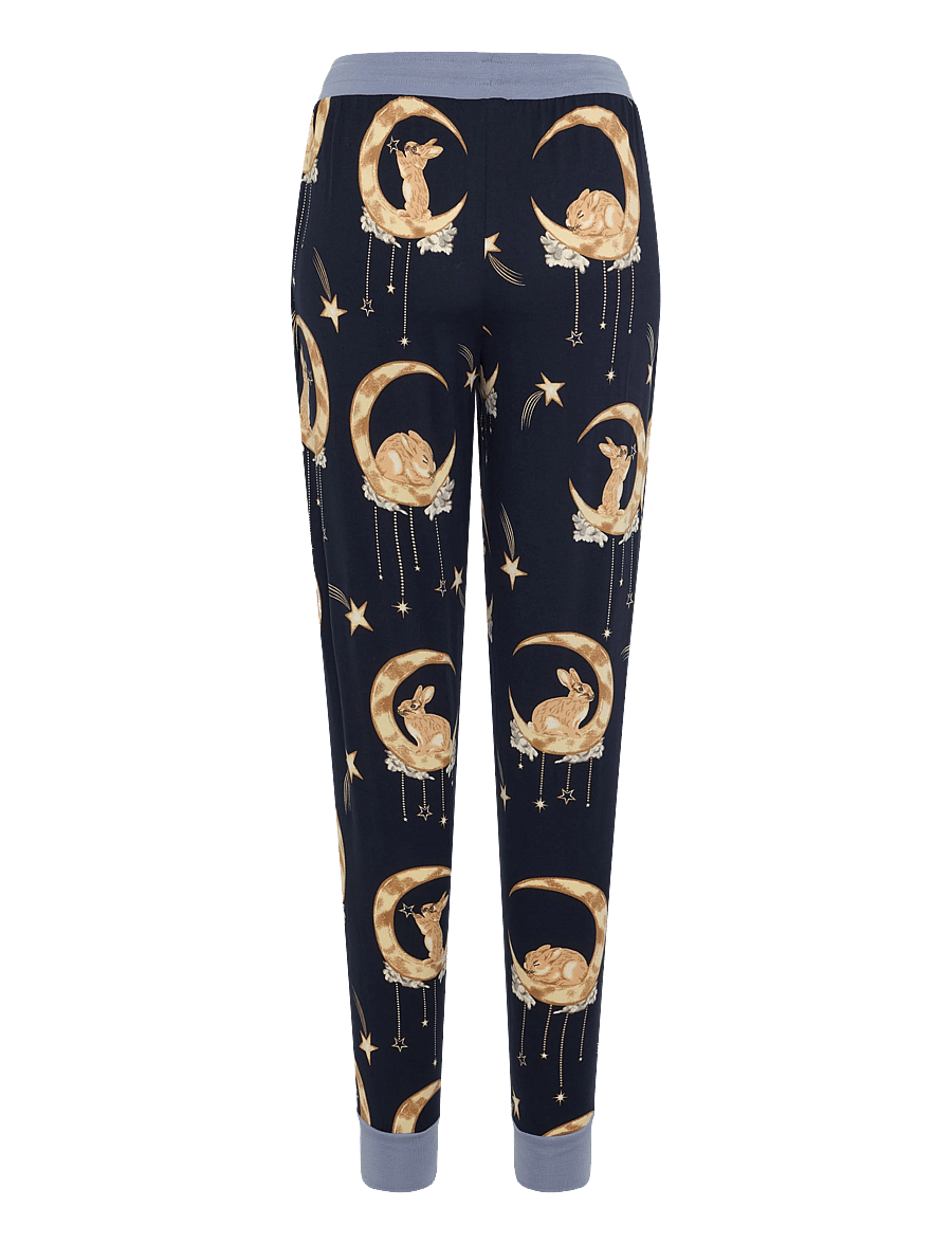 Chelsea Peers - Lunar Bunny Print Long Pyjama Set - náttföt - navy - 4