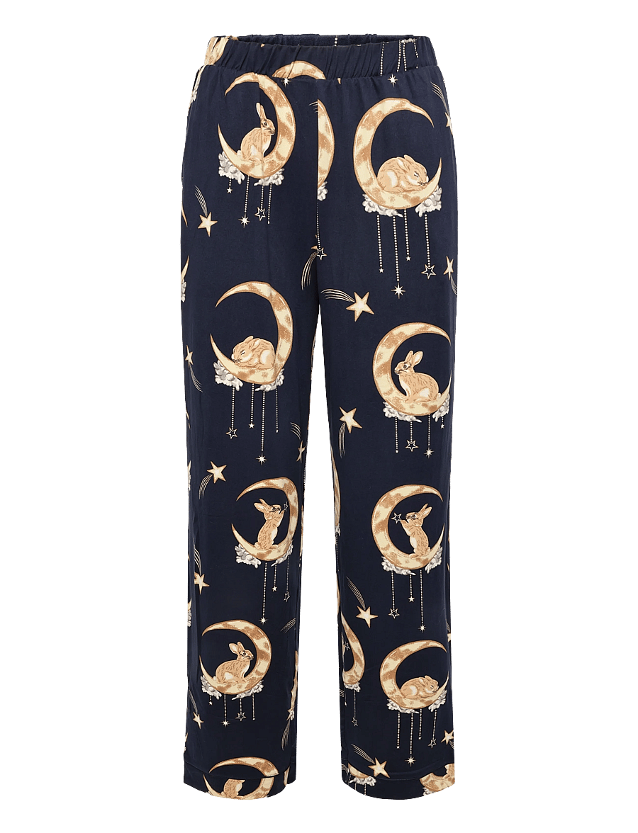 Chelsea Peers - Lunar Bunny Print Button Up Long Pyjama Set - pyjamas - navy - 3