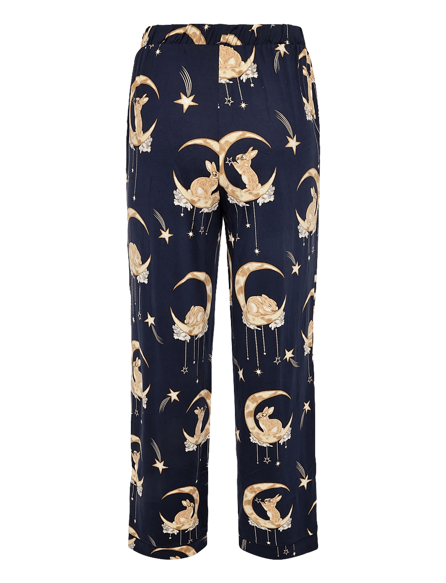 Chelsea Peers - Lunar Bunny Print Button Up Long Pyjama Set - pyjamas - navy - 4
