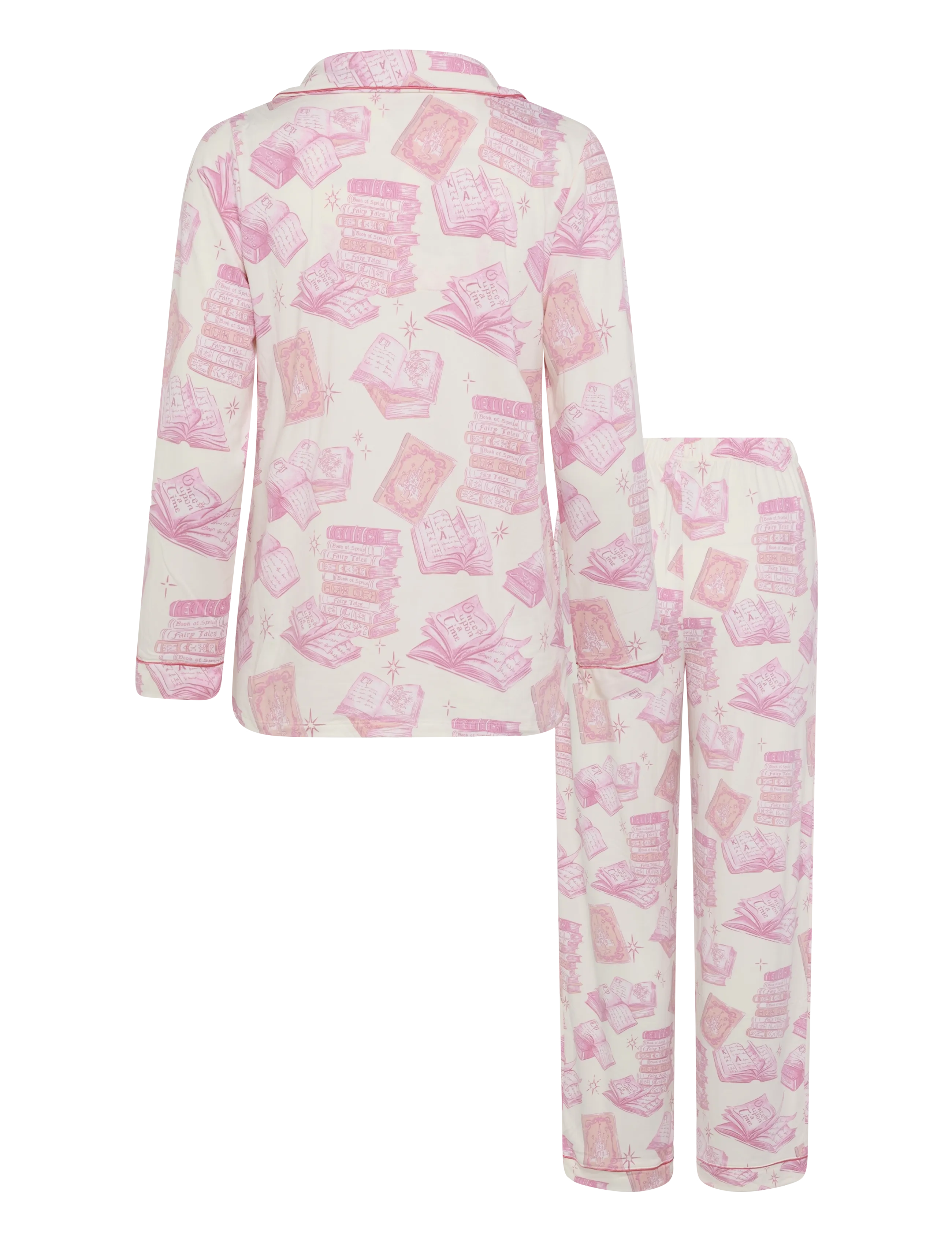 Chelsea Peers - Book Print Long Pyjama Set - pyjamas - off white - 2