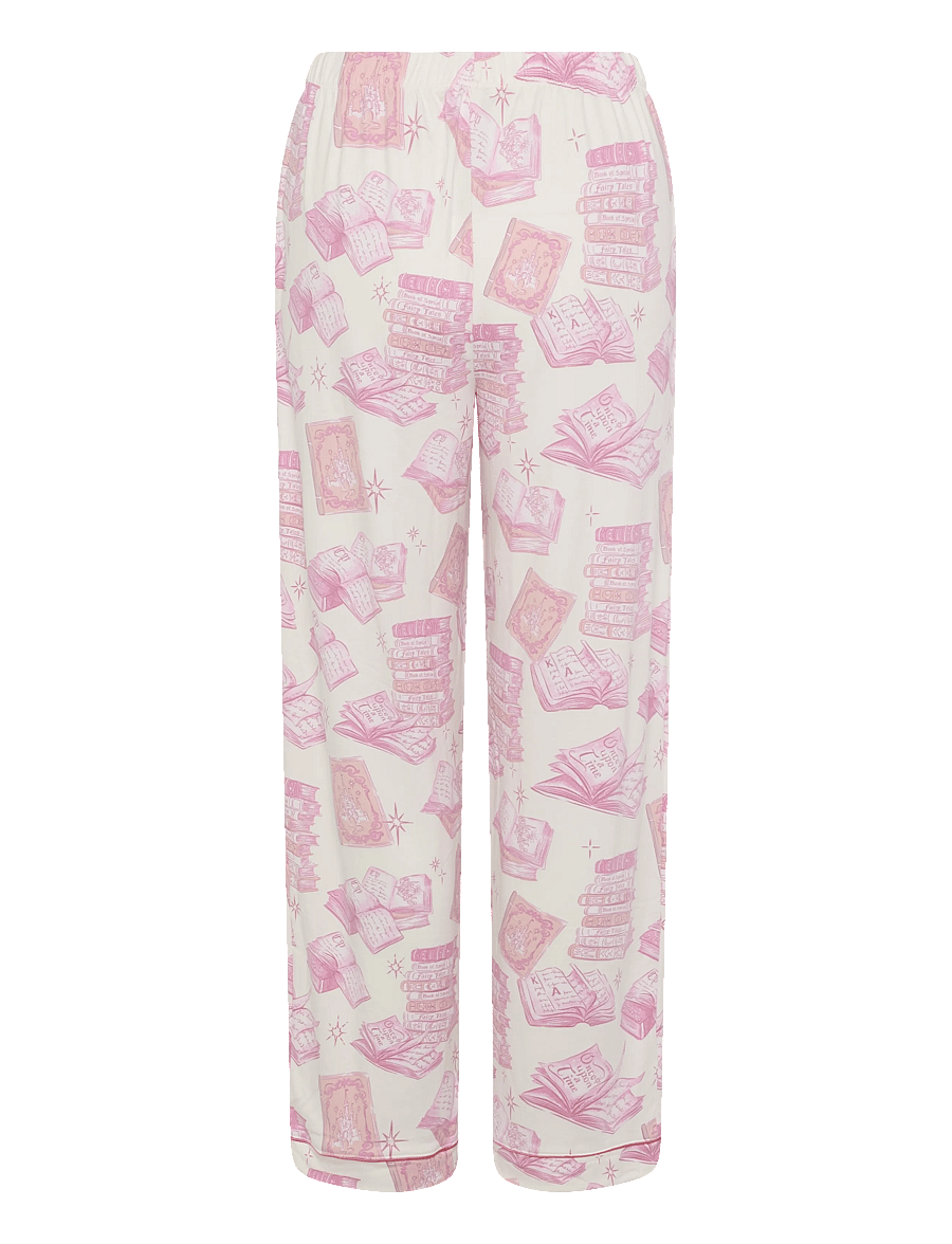 Chelsea Peers - Book Print Long Pyjama Set - pyjamas - off white - 4