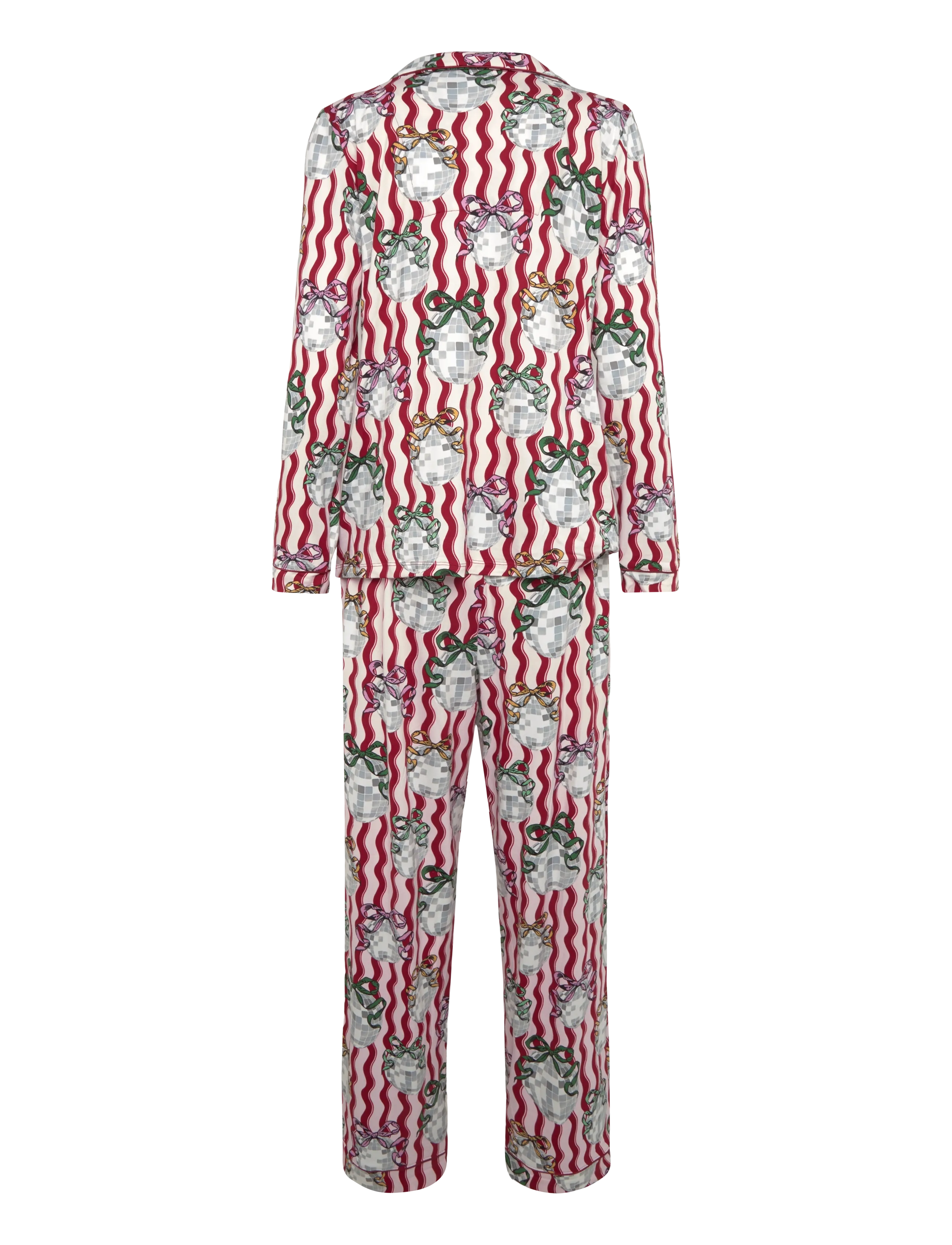 Chelsea Peers - Disco Balls Wiggle Long Button Up Pyjama Set - pink - 1