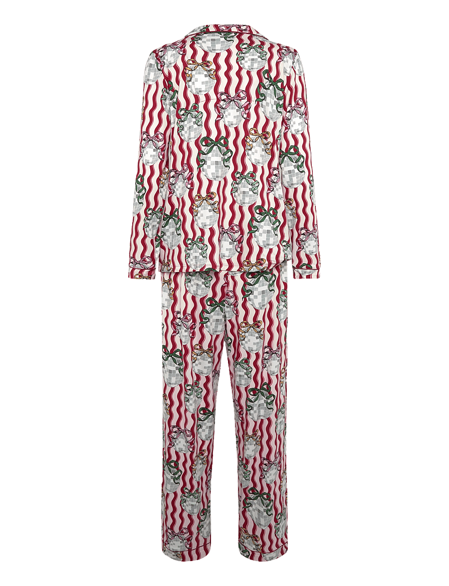 Chelsea Peers - Disco Balls Wiggle Long Button Up Pyjama Set - pink - 1