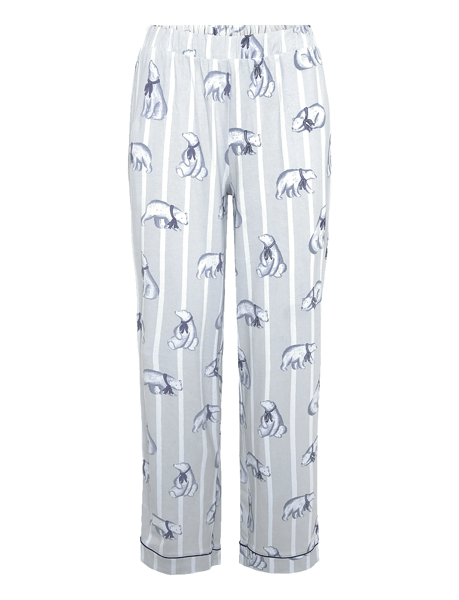 Chelsea Peers - Organic Cotton Polar Bear Stripe Print Long Pyjama Set - pyjamas - white - 3