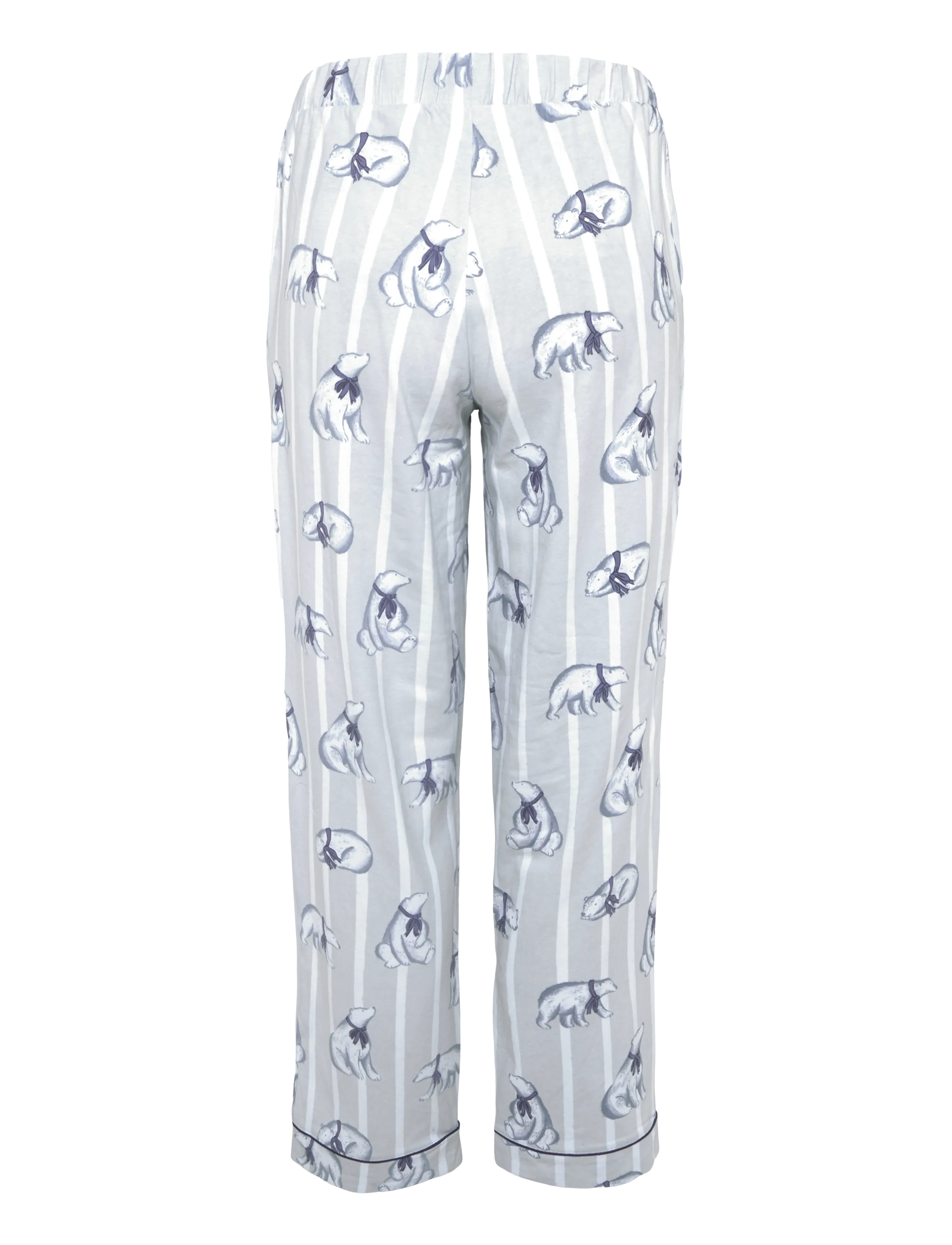 Chelsea Peers - Organic Cotton Polar Bear Stripe Print Long Pyjama Set - sügisene kokkuhoid - white - 4