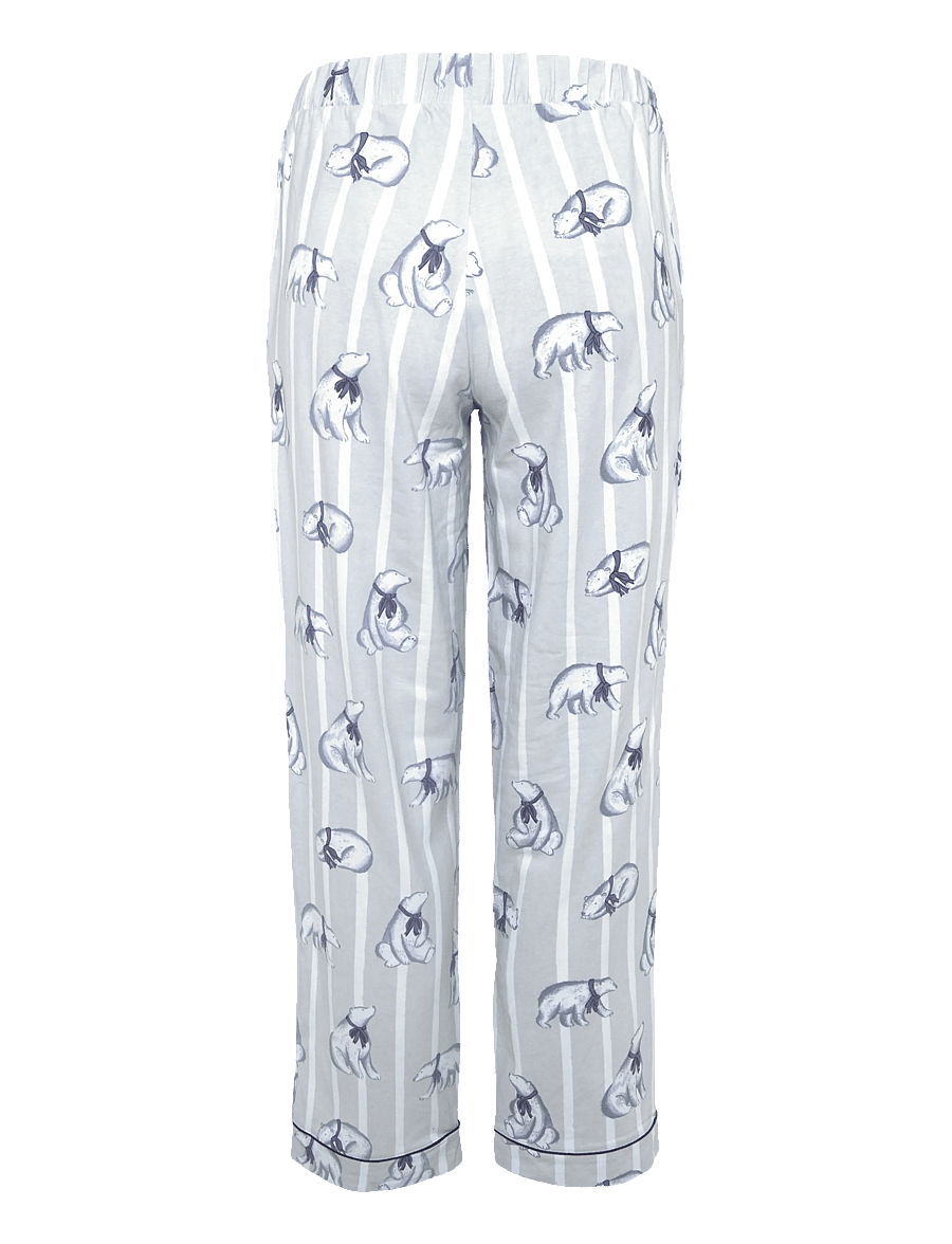 Chelsea Peers - Organic Cotton Polar Bear Stripe Print Long Pyjama Set - pyjamas - white - 4