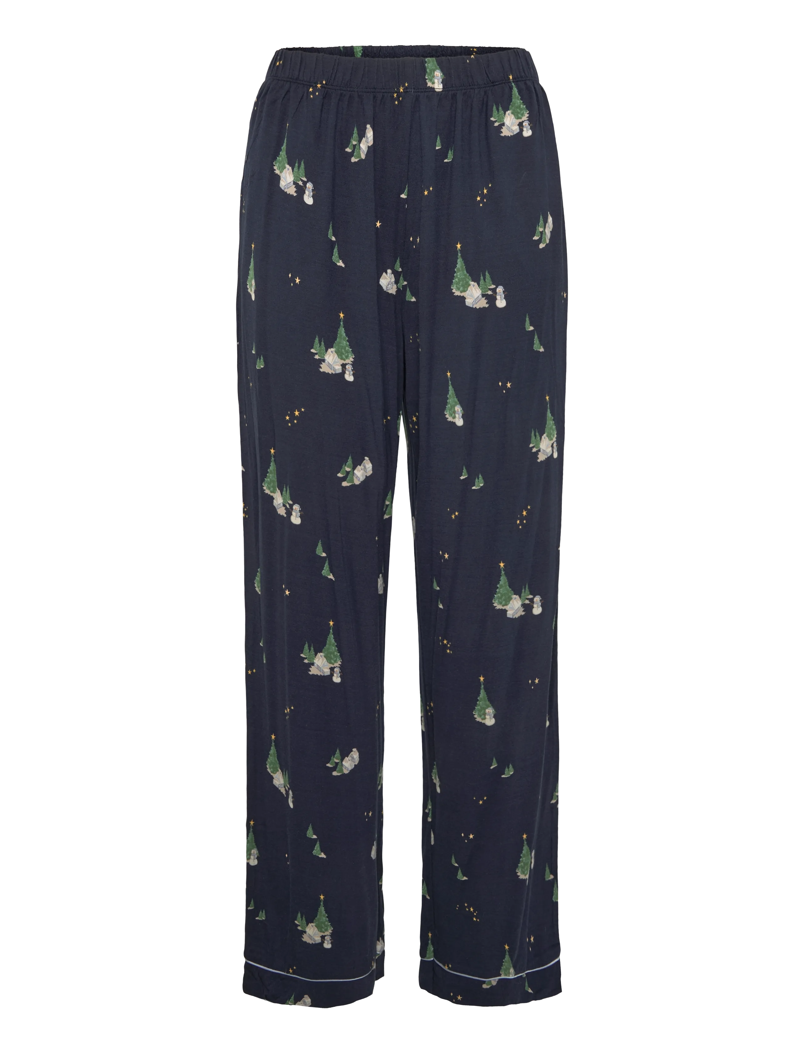 Chelsea Peers - Tiny Christmas Houses Long Pyjama Set - pyjamas - navy - 2
