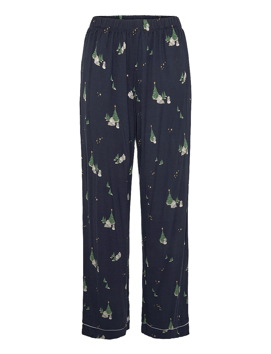 Chelsea Peers - Tiny Christmas Houses Long Pyjama Set - pyjamas - navy - 2