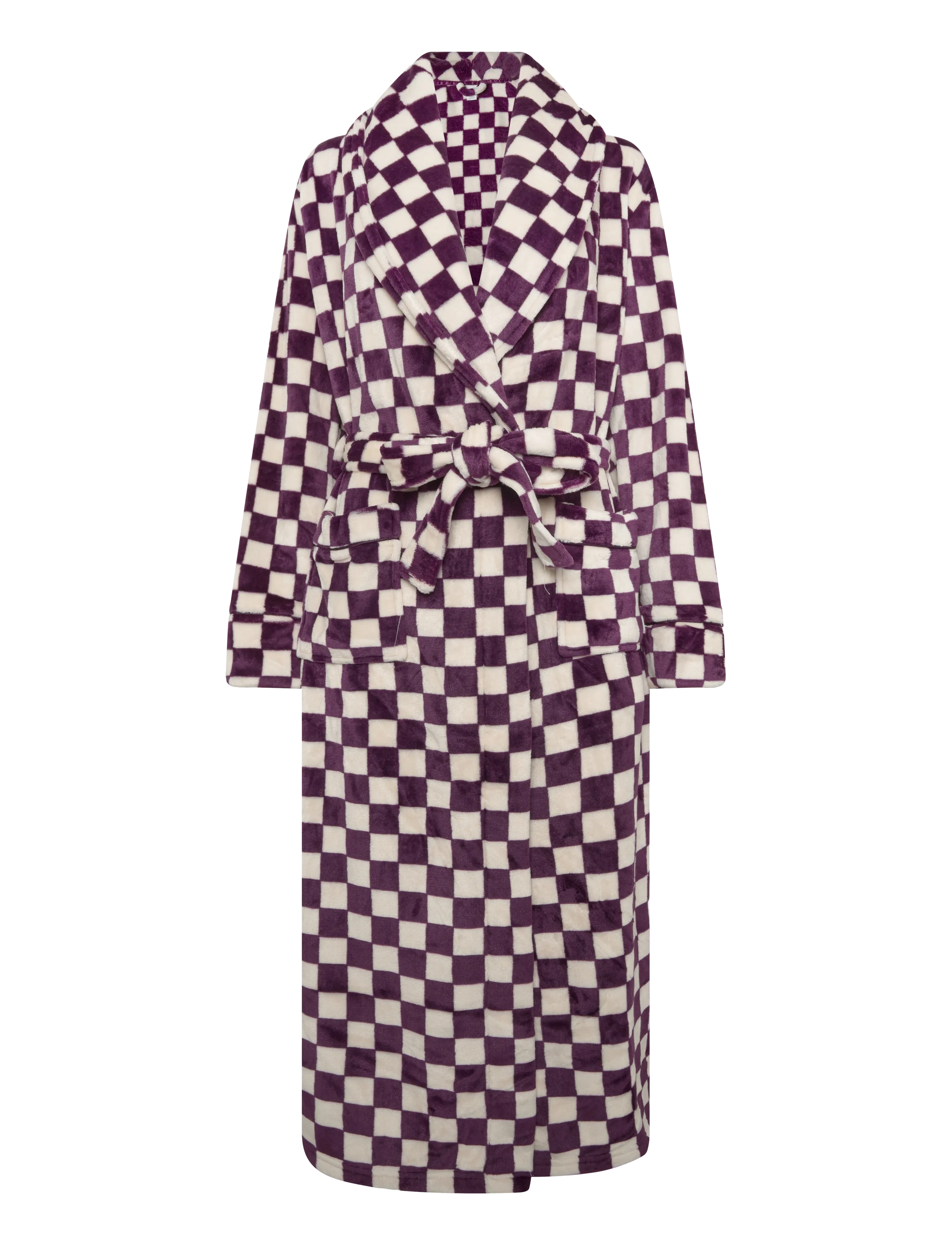 Chelsea Peers Fleece Checkerboard Dressing Gown - Kollektsioonid - BURGUNDY / burgundy