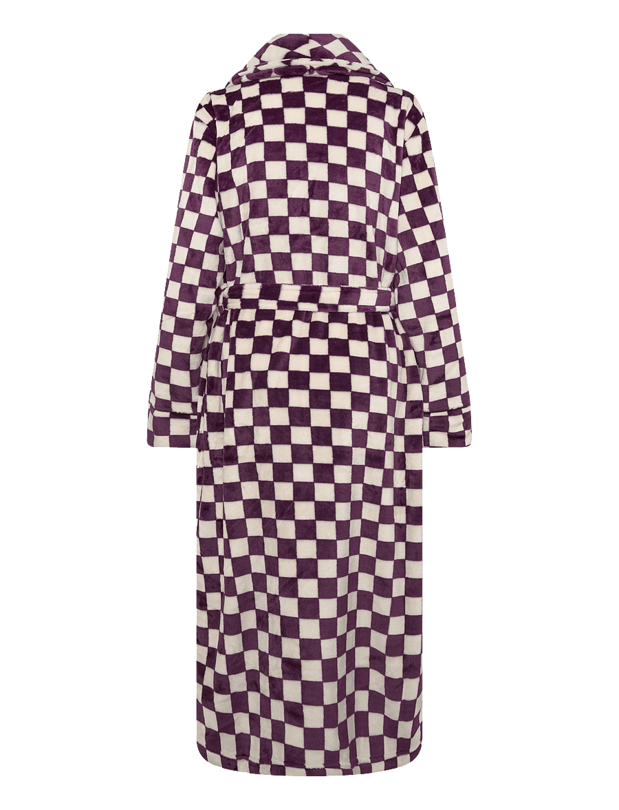 Chelsea Peers - Fleece Checkerboard Dressing Gown - morgonrockar - burgundy - 2