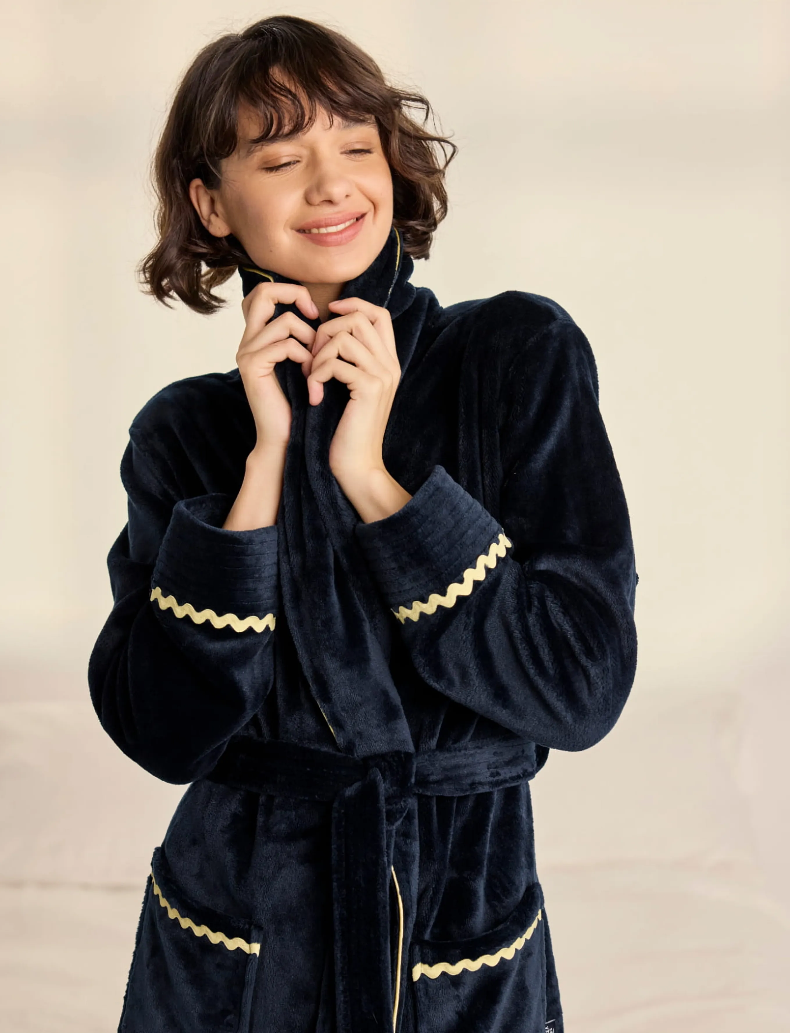 Chelsea Peers Fleece Embroidered Good Night Long Dressing Gown morgonrockar dam – bild 3
