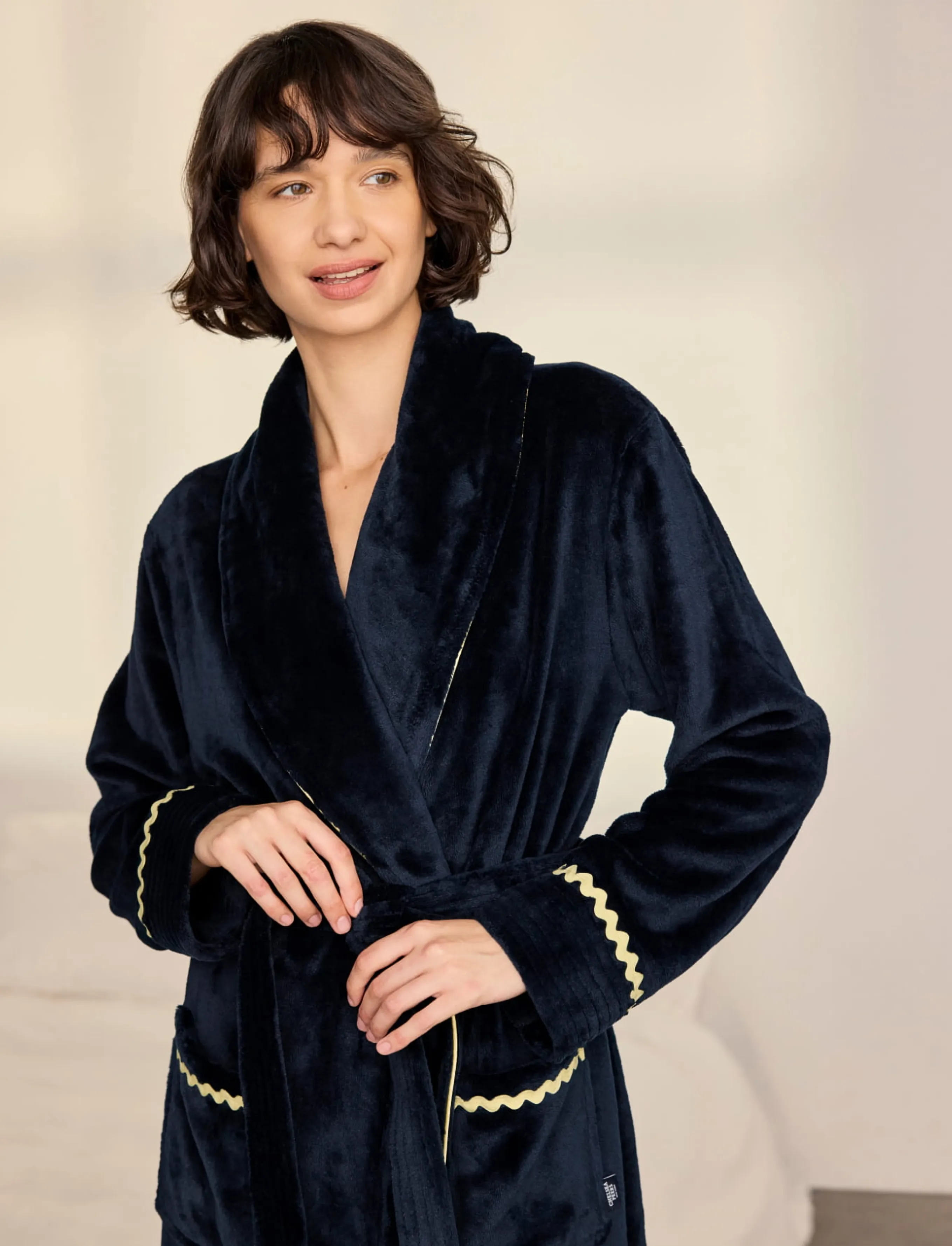 Chelsea Peers Fleece Embroidered Good Night Long Dressing Gown morgonrockar dam – bild 4