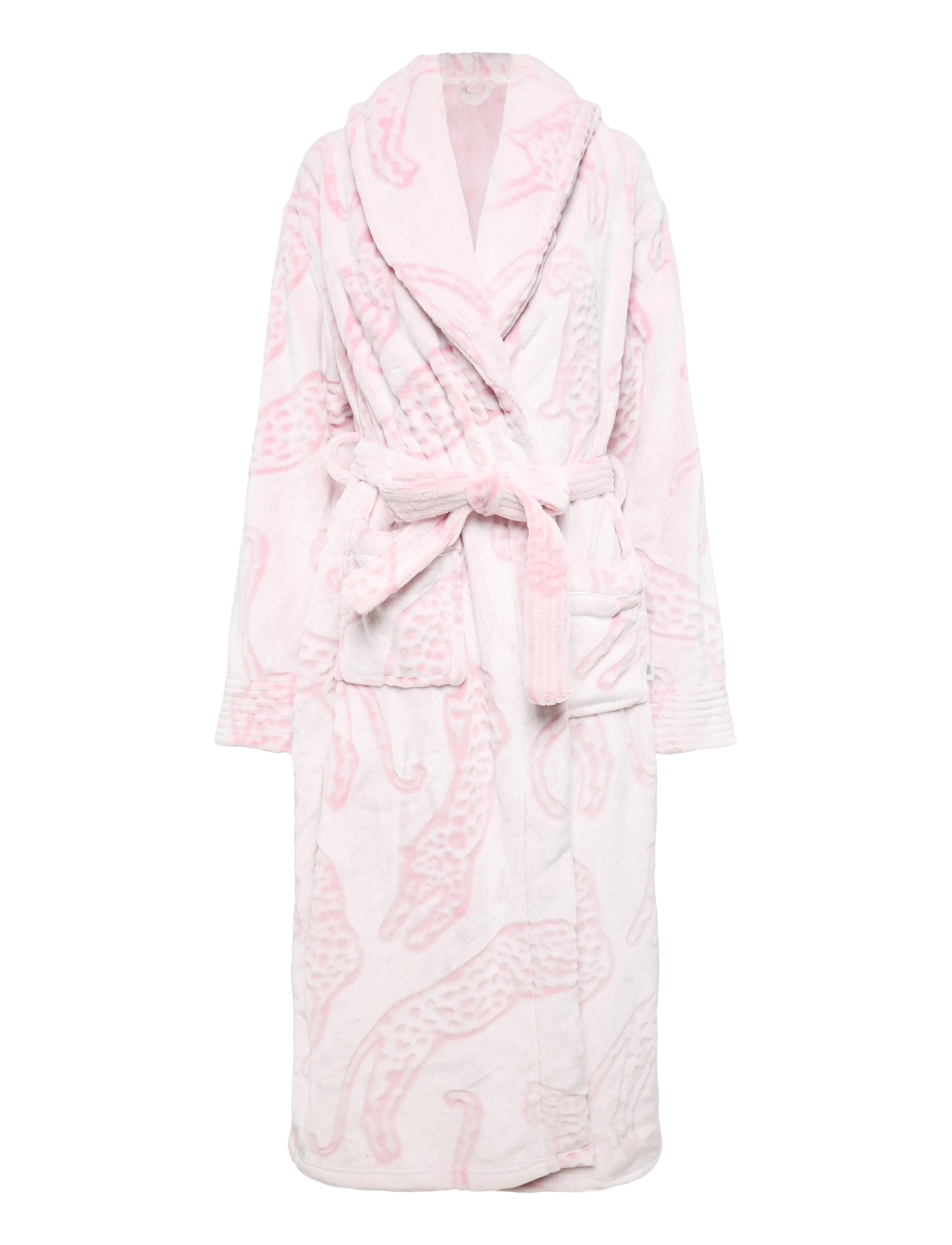 Chelsea Peers Fleece Burnout Lino Cut Leopard Print Long Dressing Gown - Morgenkåber - PINK / pink/rose