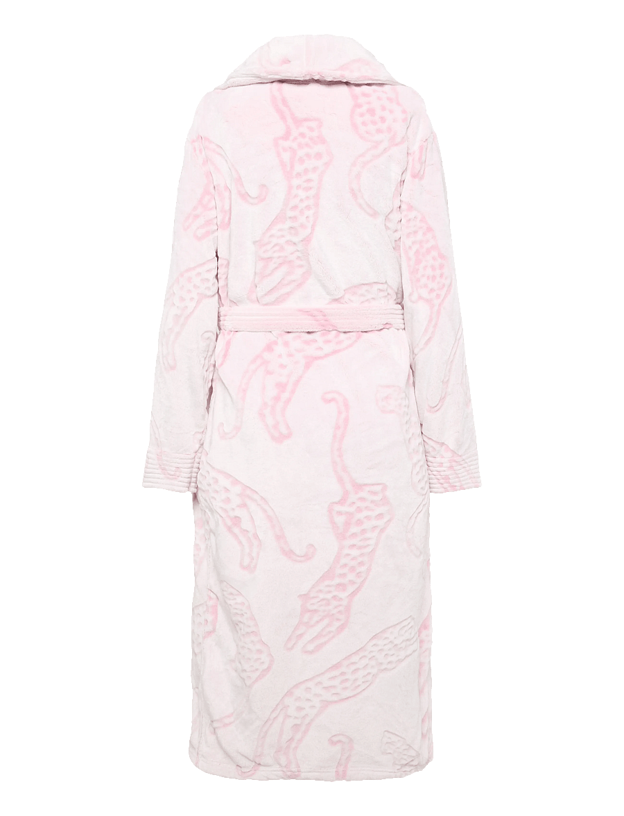 Chelsea Peers - Fleece Burnout Lino Cut Leopard Print Long Dressing Gown - morgenkåber - pink - 2