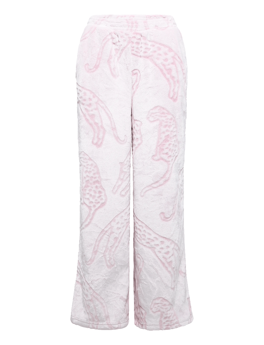 Chelsea Peers - Leopard Print Fleece Half Zip Lounge Set - fleece & midlayer - pink - 3