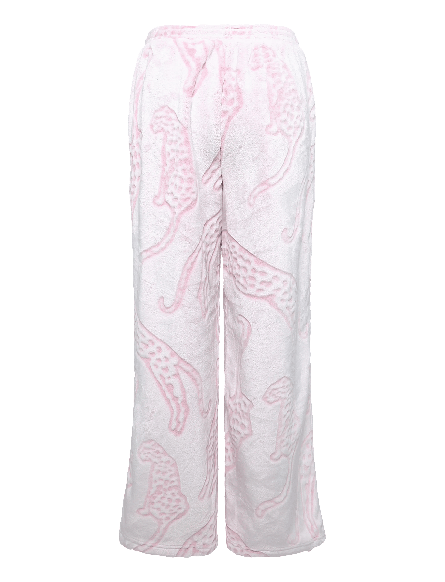 Chelsea Peers - Leopard Print Fleece Half Zip Lounge Set - fleece & midlayer - pink - 4