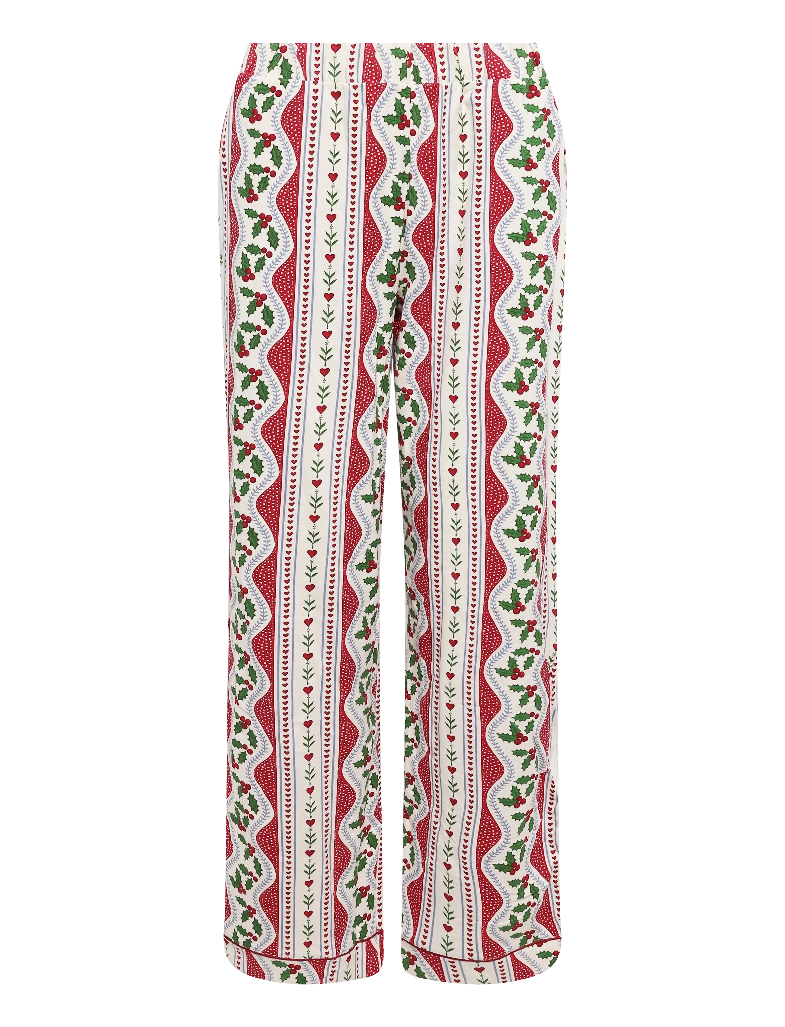 Chelsea Peers - Organic Cotton Holly Print Ruffle Long Pyjama Set - red - 3