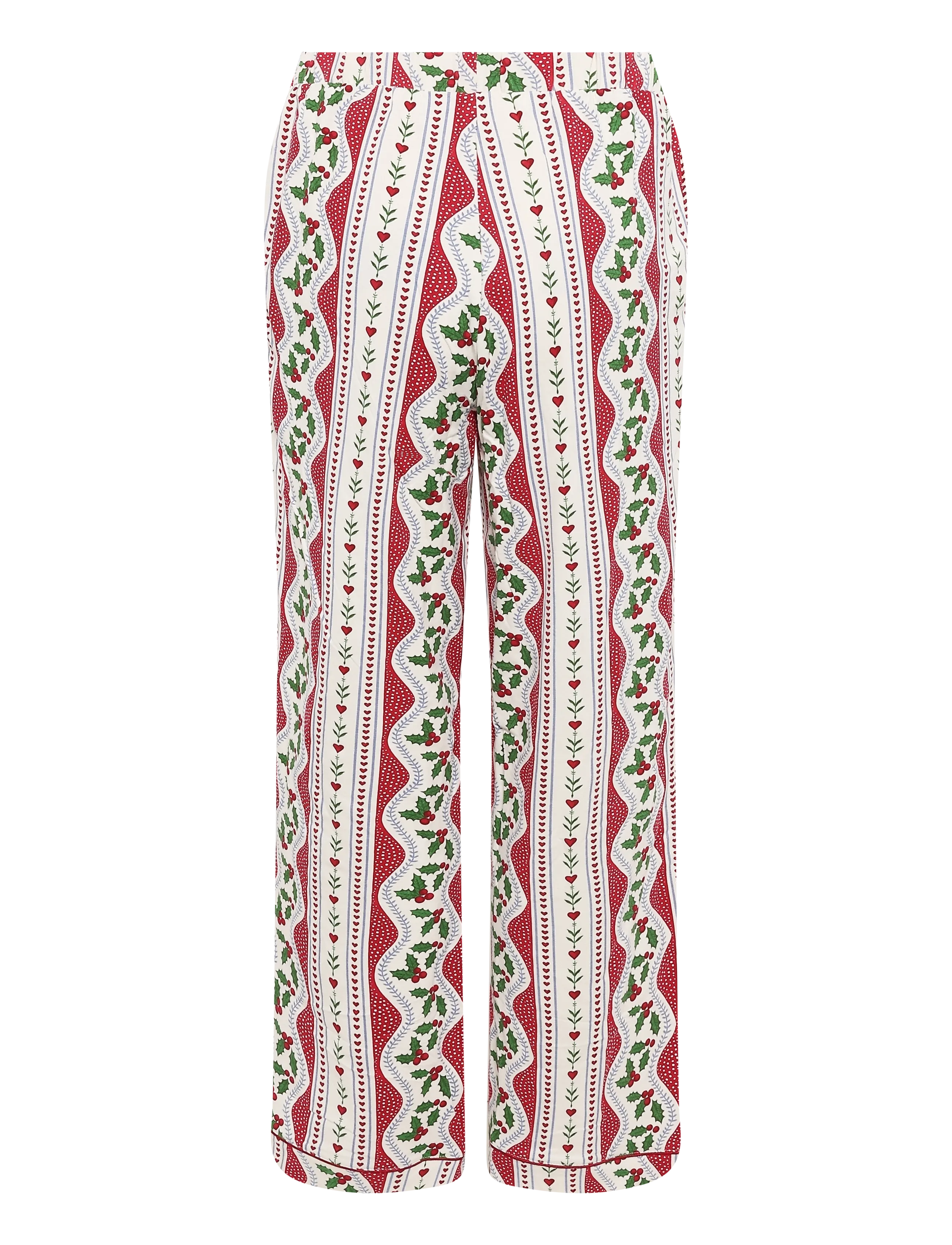 Chelsea Peers - Organic Cotton Holly Print Ruffle Long Pyjama Set - red - 4