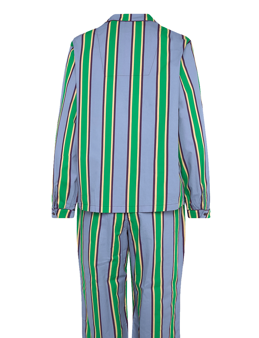 Chelsea Peers - Organic Cotton Jewel Stripe Button Up Long Pyjama Set - pyjamas - multi - 1