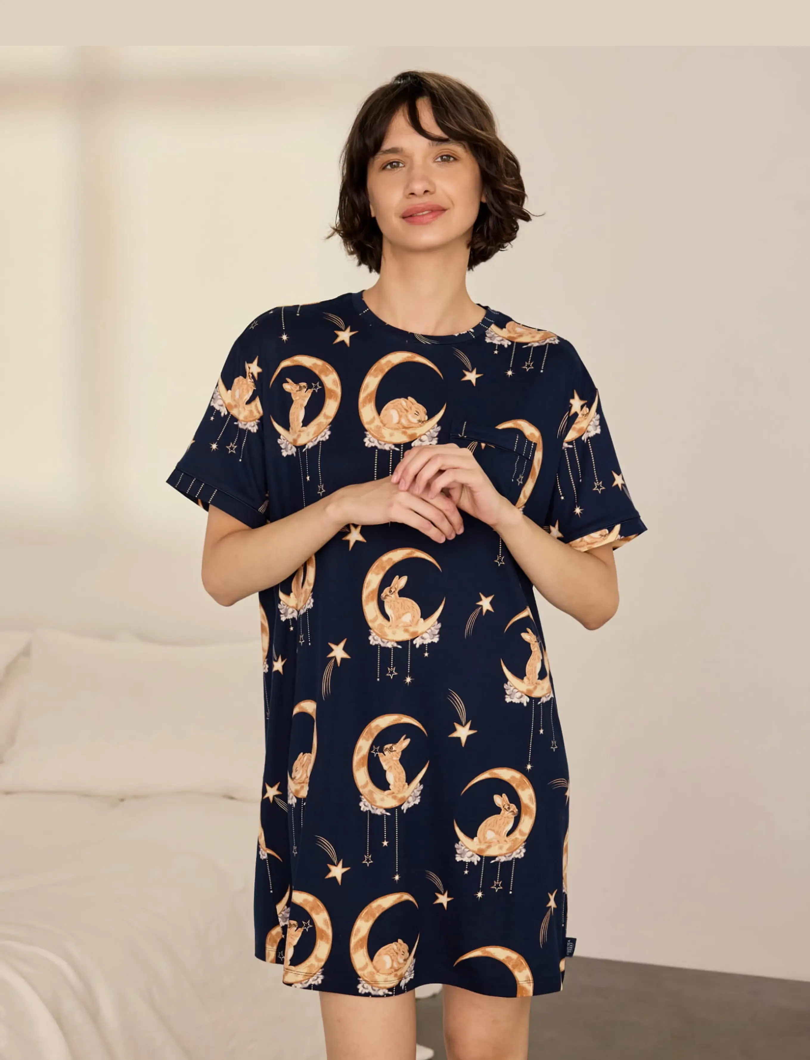 Chelsea Peers Lunar Bunny Print Nightshirt pyjamas & nattlinnen dam – bild 2