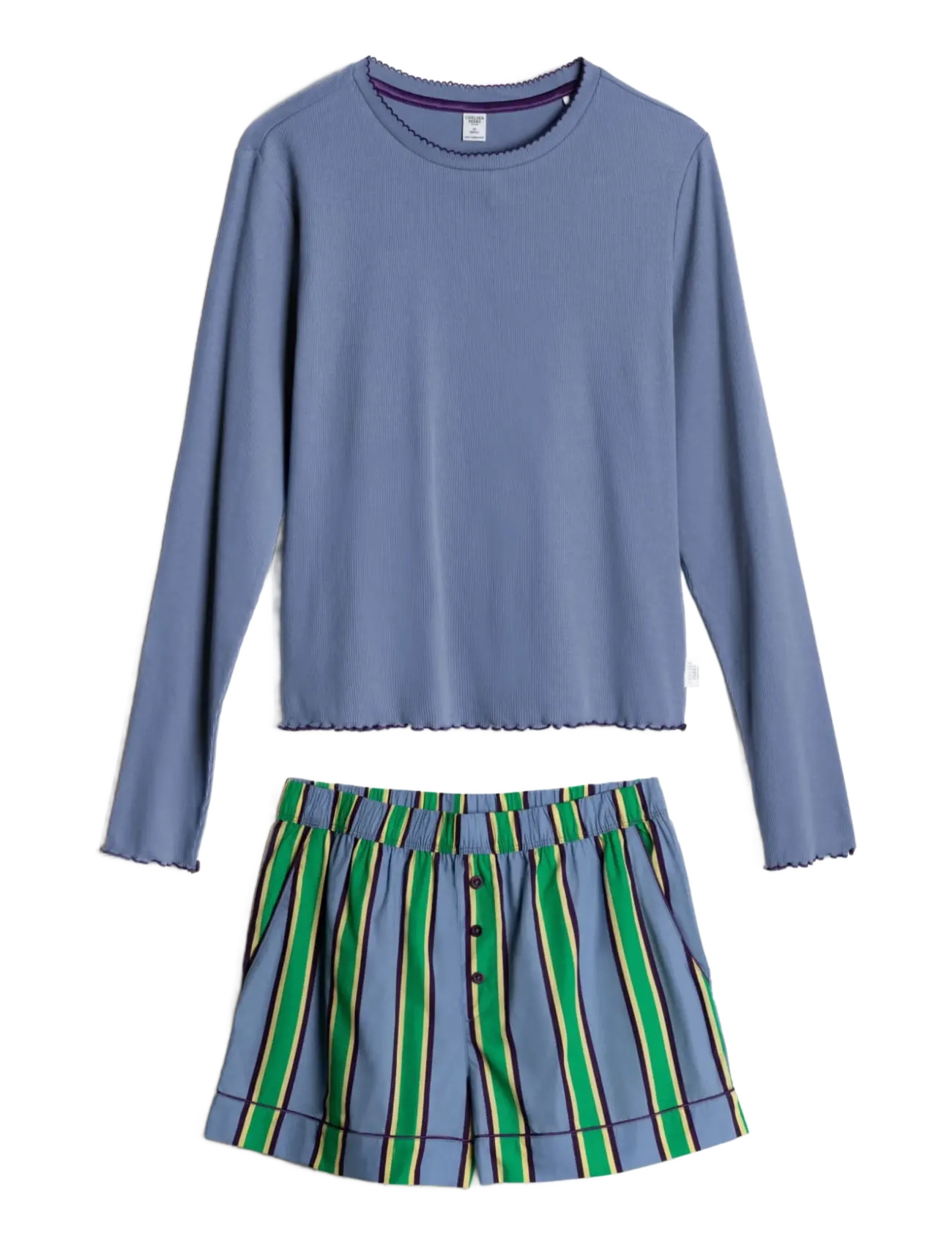 Chelsea Peers Organic Cotton Jewel Stripe Short Pyjama Set - Kvinnor - MULTI / blue