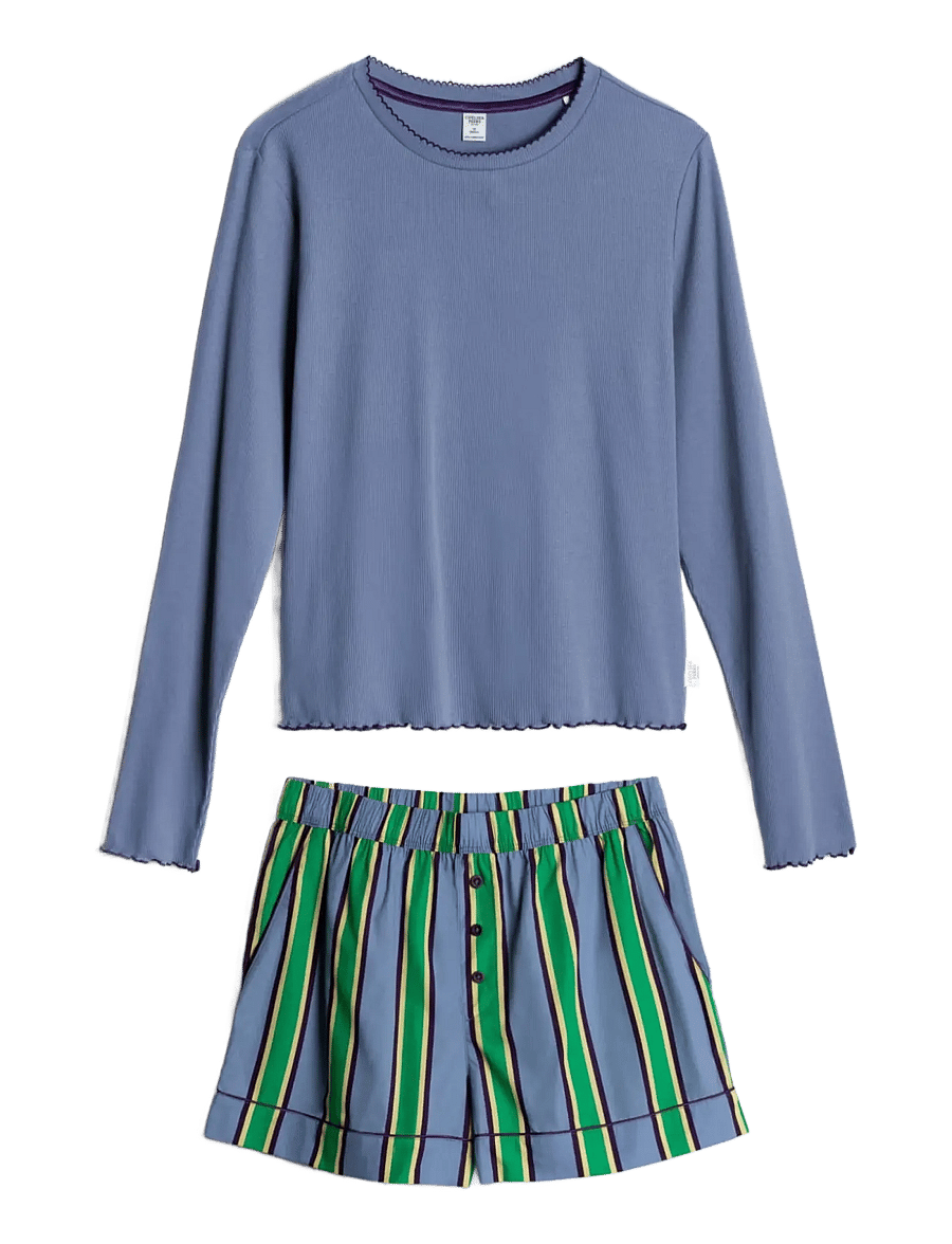 Chelsea Peers - Organic Cotton Jewel Stripe Short Pyjama Set - pyjamas - multi - 1