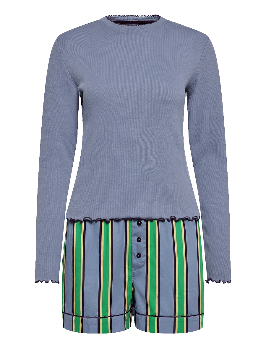 Chelsea Peers - Organic Cotton Jewel Stripe Short Pyjama Set - pidžaamad - multi - 1