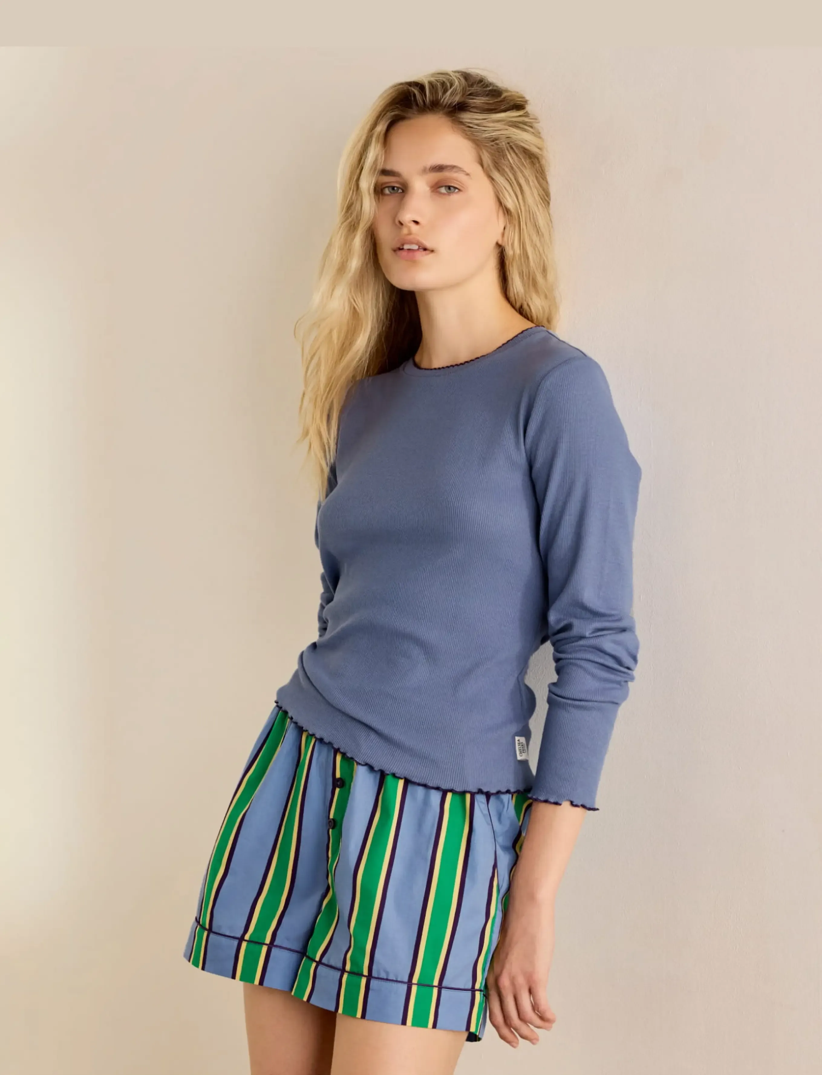 Chelsea Peers Organic Cotton Jewel Stripe Short Pyjama Set pyjamas & nattlinnen dam – bild 4