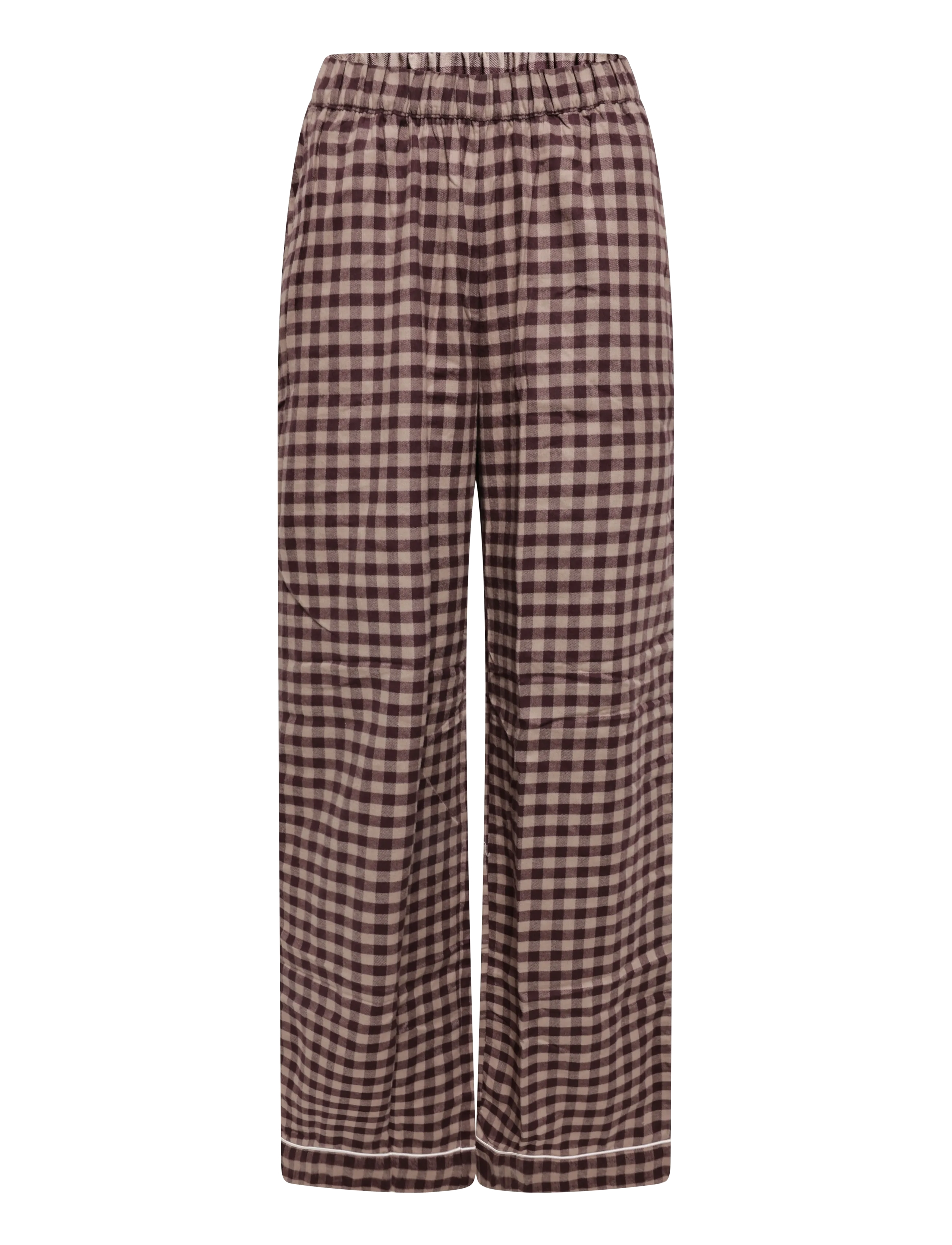 Chelsea Peers - Organic Cotton Embroidered Gingham Enchanted Dreams Long Pyjama Set - pyjamas - brown - 3